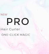 pour un nouveau fer à friser PRO doté de la fonctionnalité « magie en un clic », affiché sur un fond rose pastel