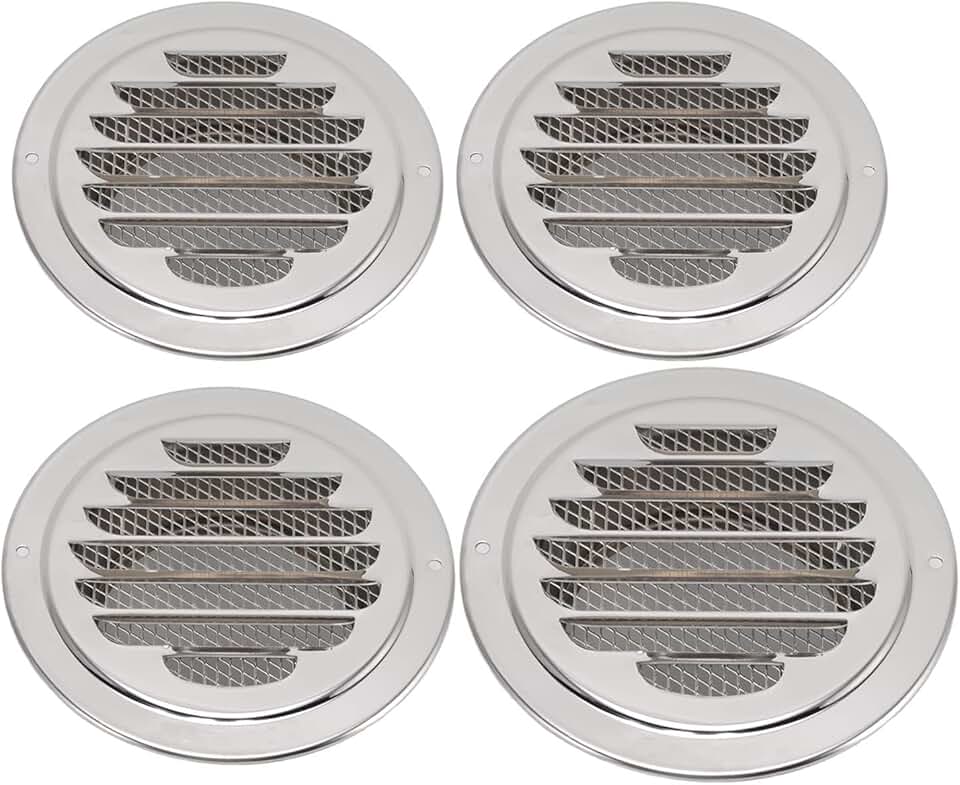 Grille de ventilation ronde inox 160mm, anti-corrosion, montage facile