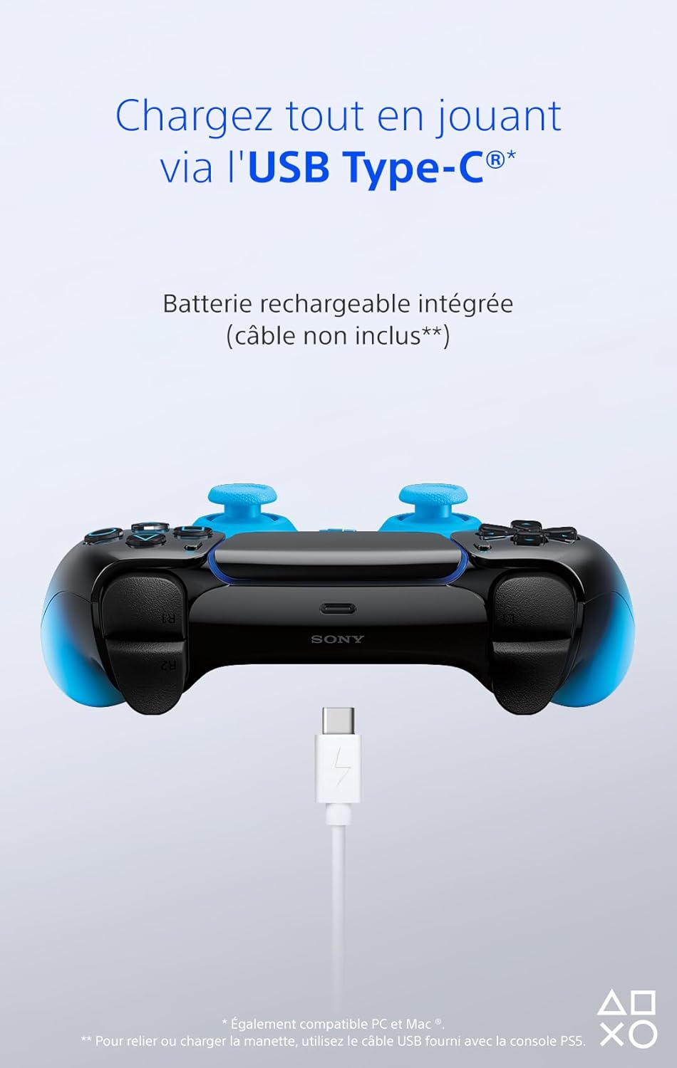 Sony - DualSense Hyperpop Rhythm Blue - Sans fil PS5/PC - Haptique, gâchettes adaptatives