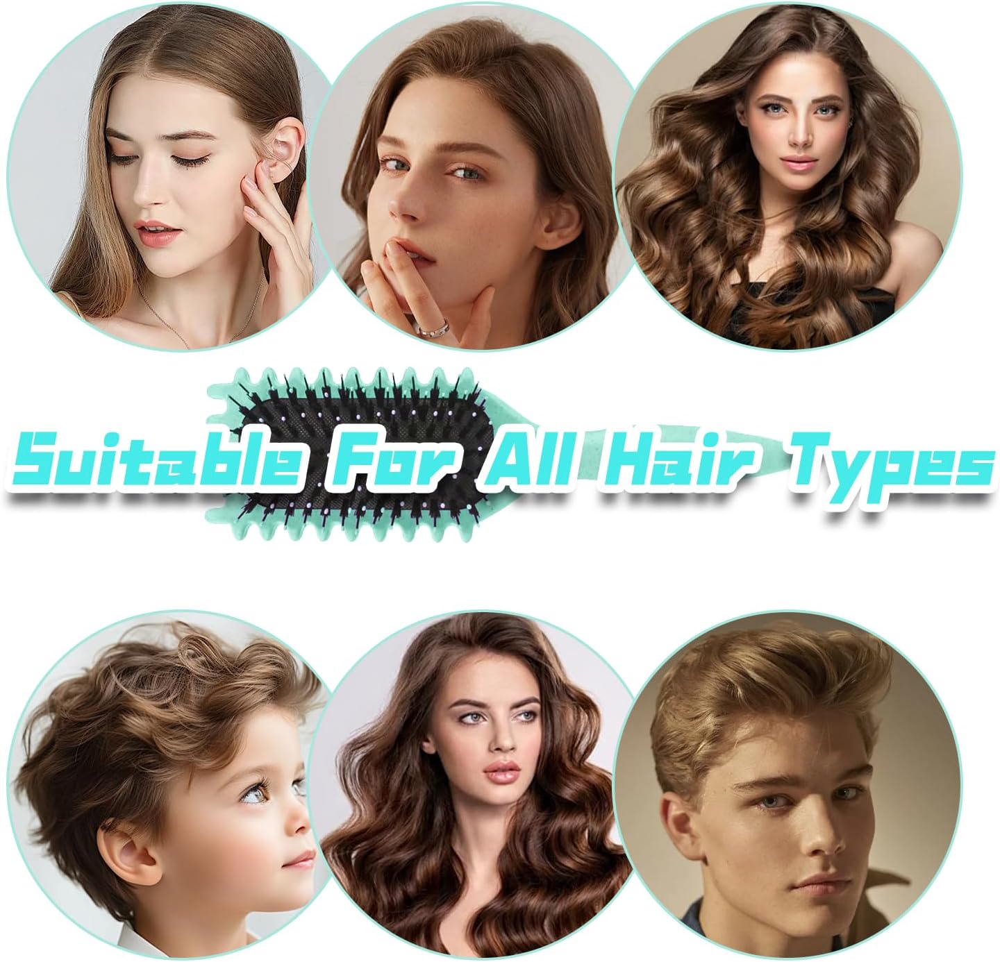 Brosse à boucler - 24cm - boucle, fixation, réduction frisottis, vert