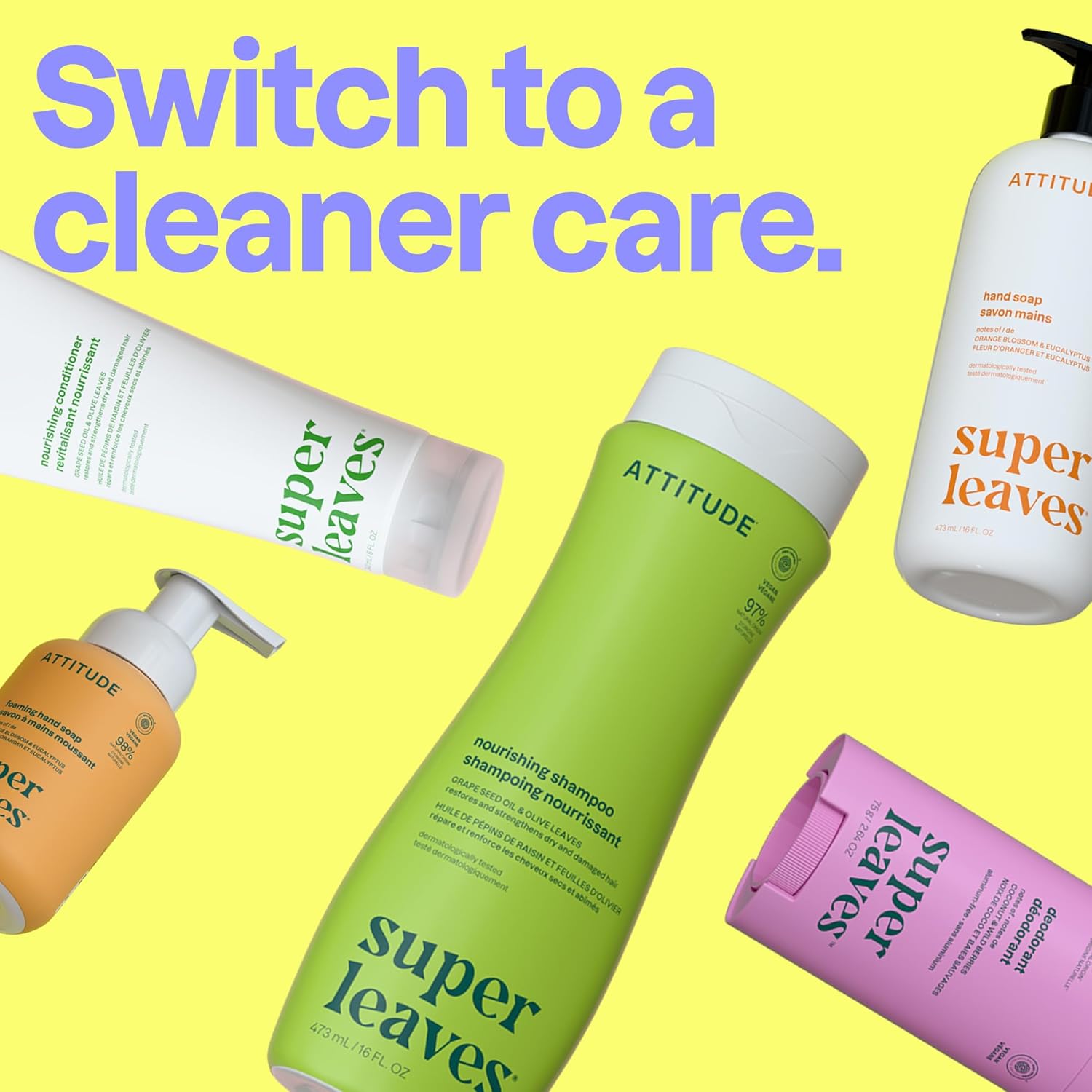 ATTITUDE - démêlant végan cheveux 240mL - avocat, olivier, poire