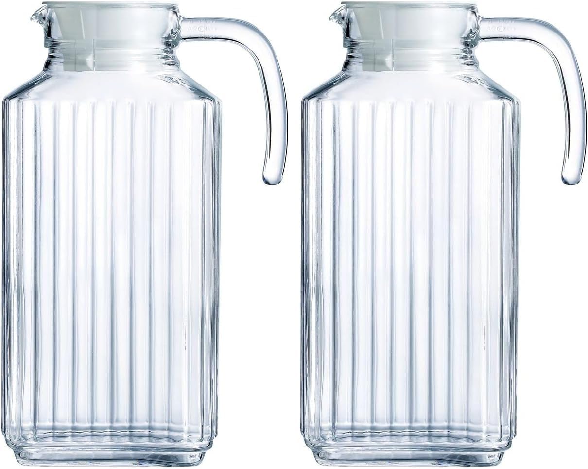 Luminarc - Quadro (Arcoroc) - 1,7L - pichet réfrigérateur, couvercle blanc, lot de 2