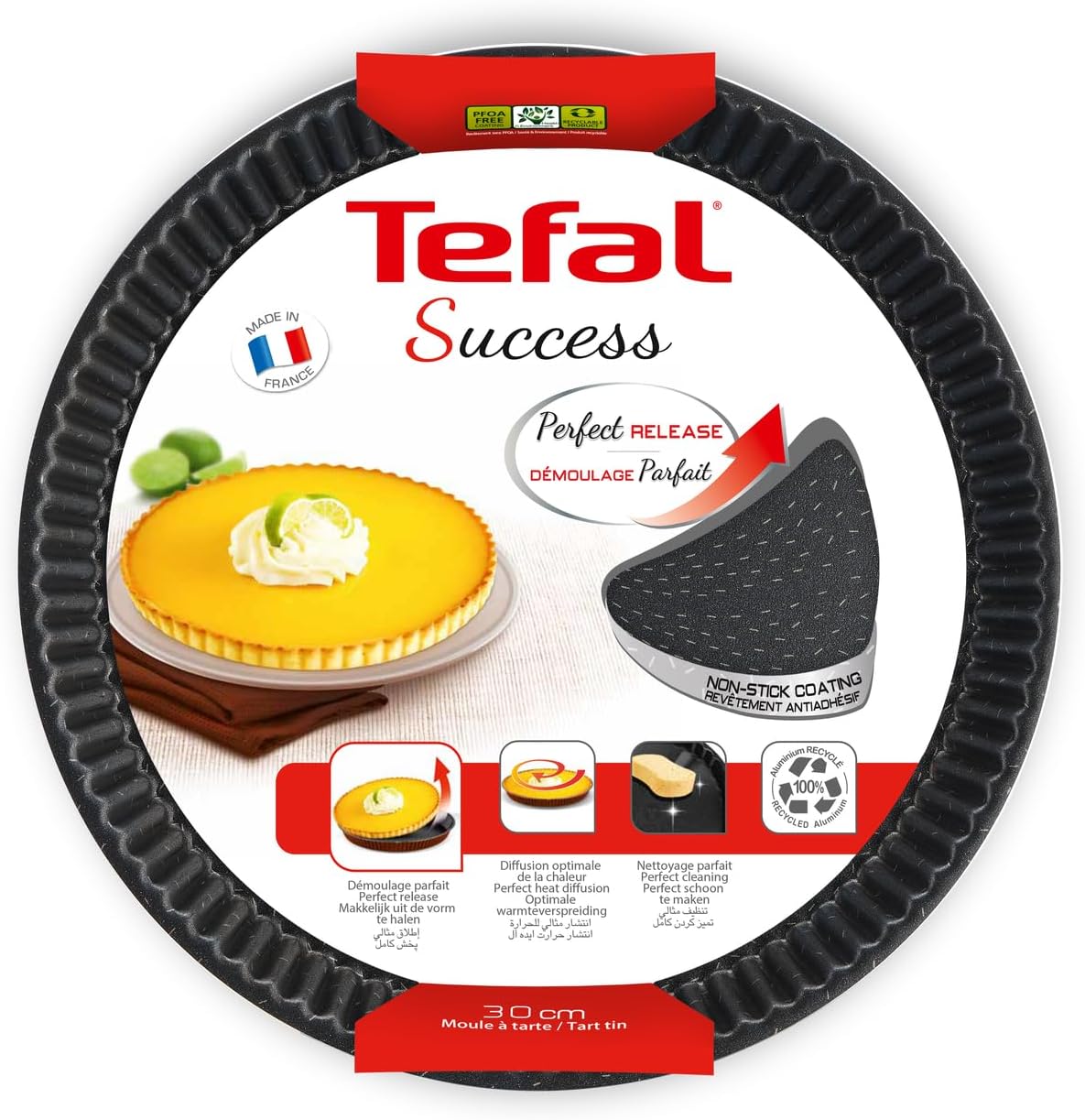 Tefal - Success Moule à tarte 30 cm - aluminium recyclé, antiadhésif - J1608402