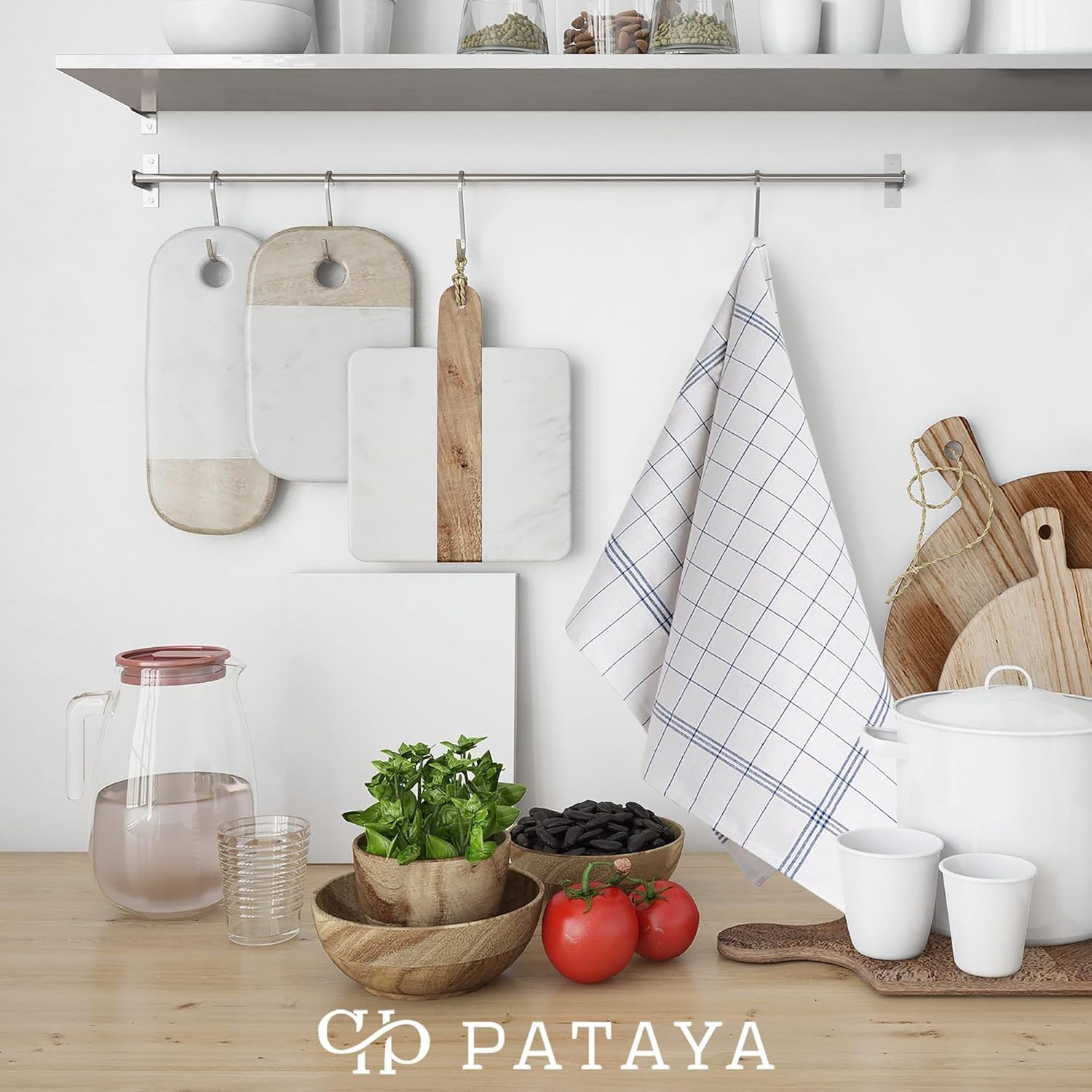 Pataya - Torchons de cuisine série professionnelle - 50x70 cm - 100% coton bleu super absorbant, lot de 20