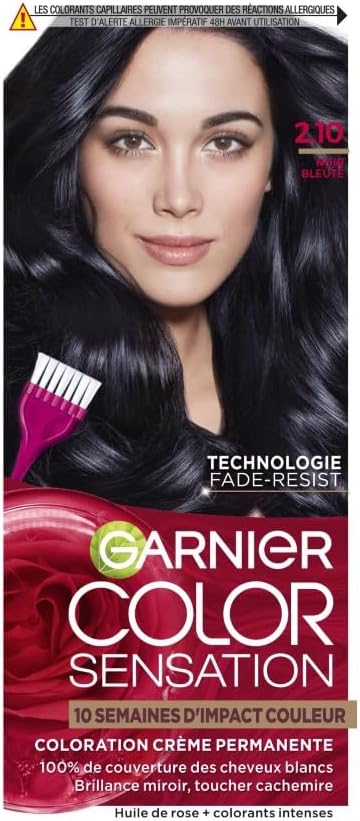 Garnier - Color Sensation - coloration permanente - noir bleuté - couvre cheveux blancs