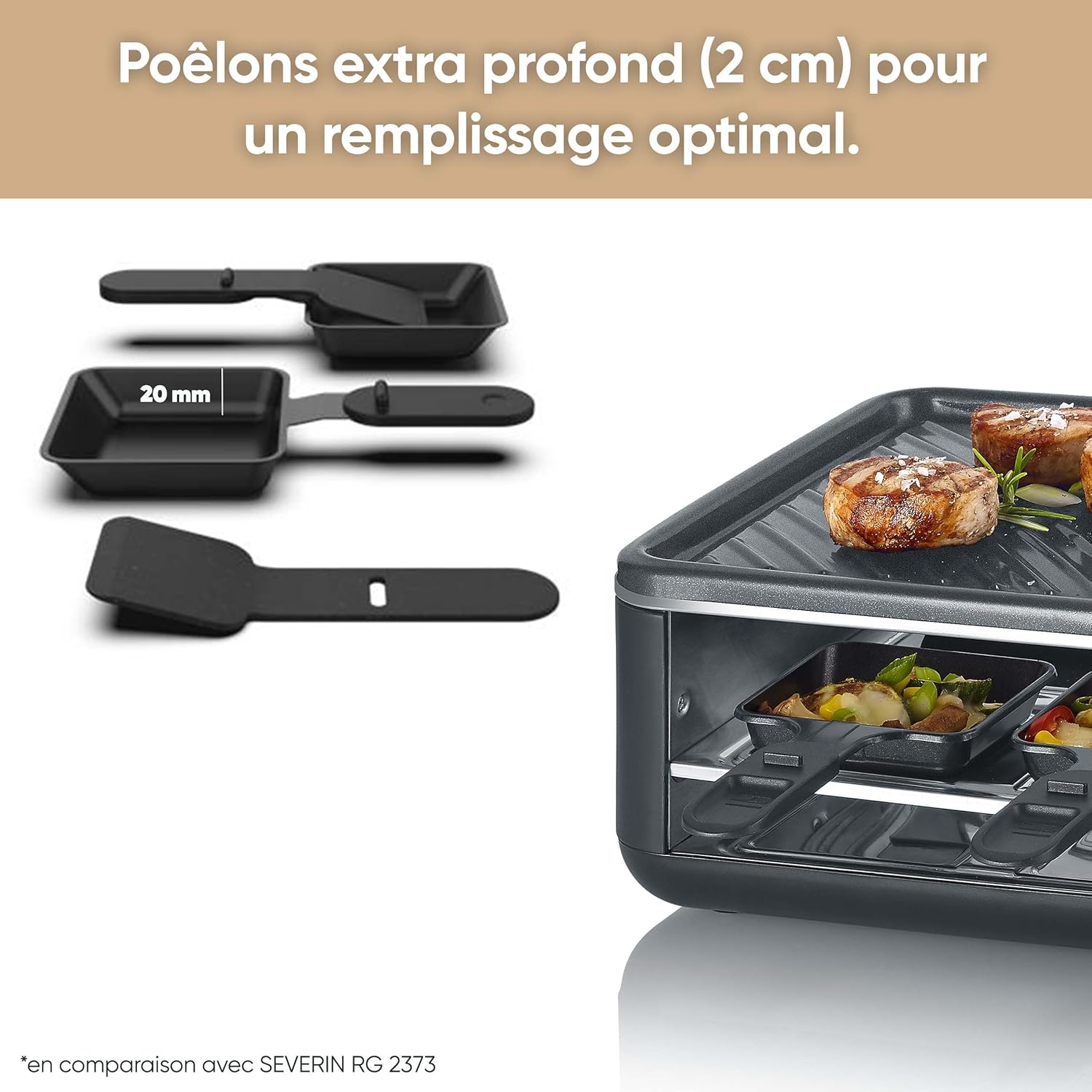 Severin - raclette 8 pers, pierre naturelle, céramique, thermostat - RG 2366