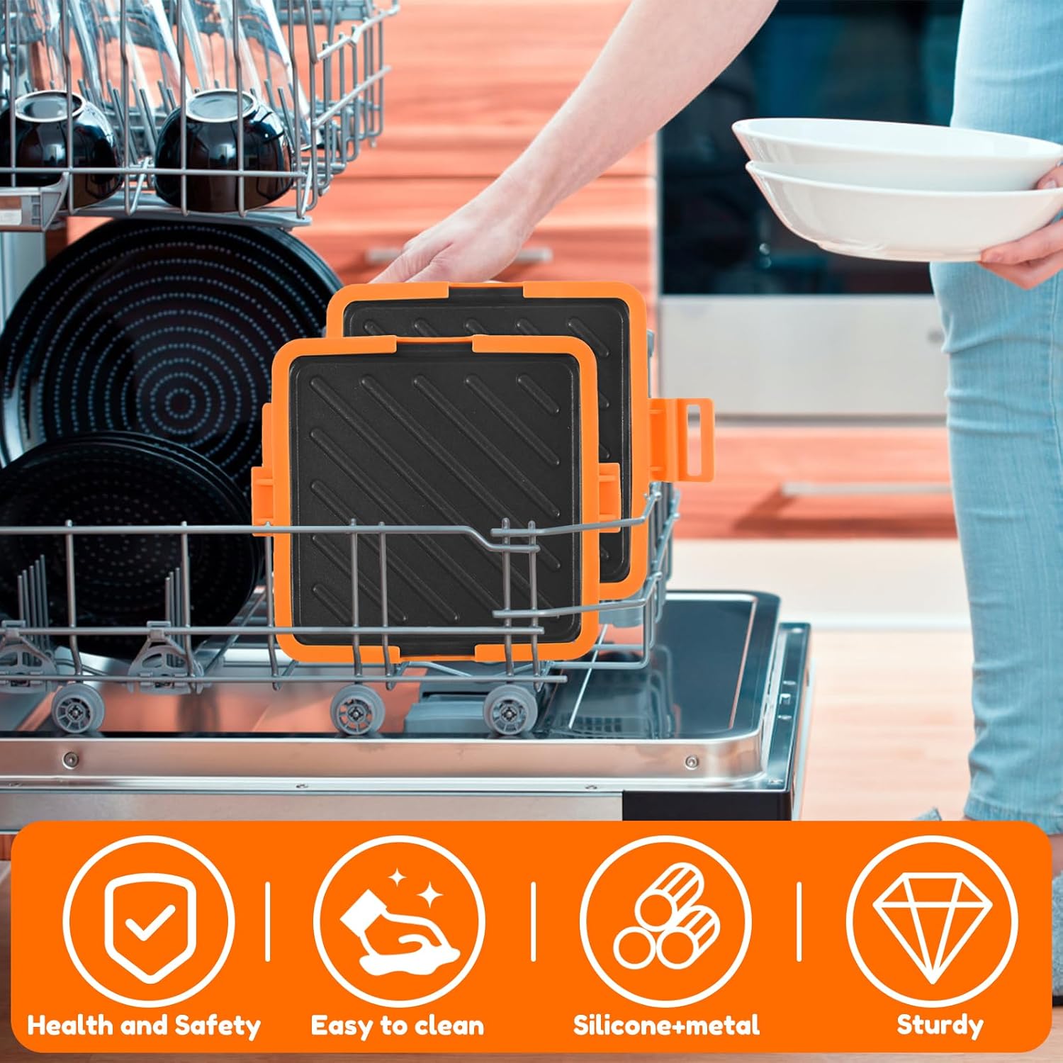 Machine à sandwichs micro-ondes - silicone sans fil, antiadhésive, orange