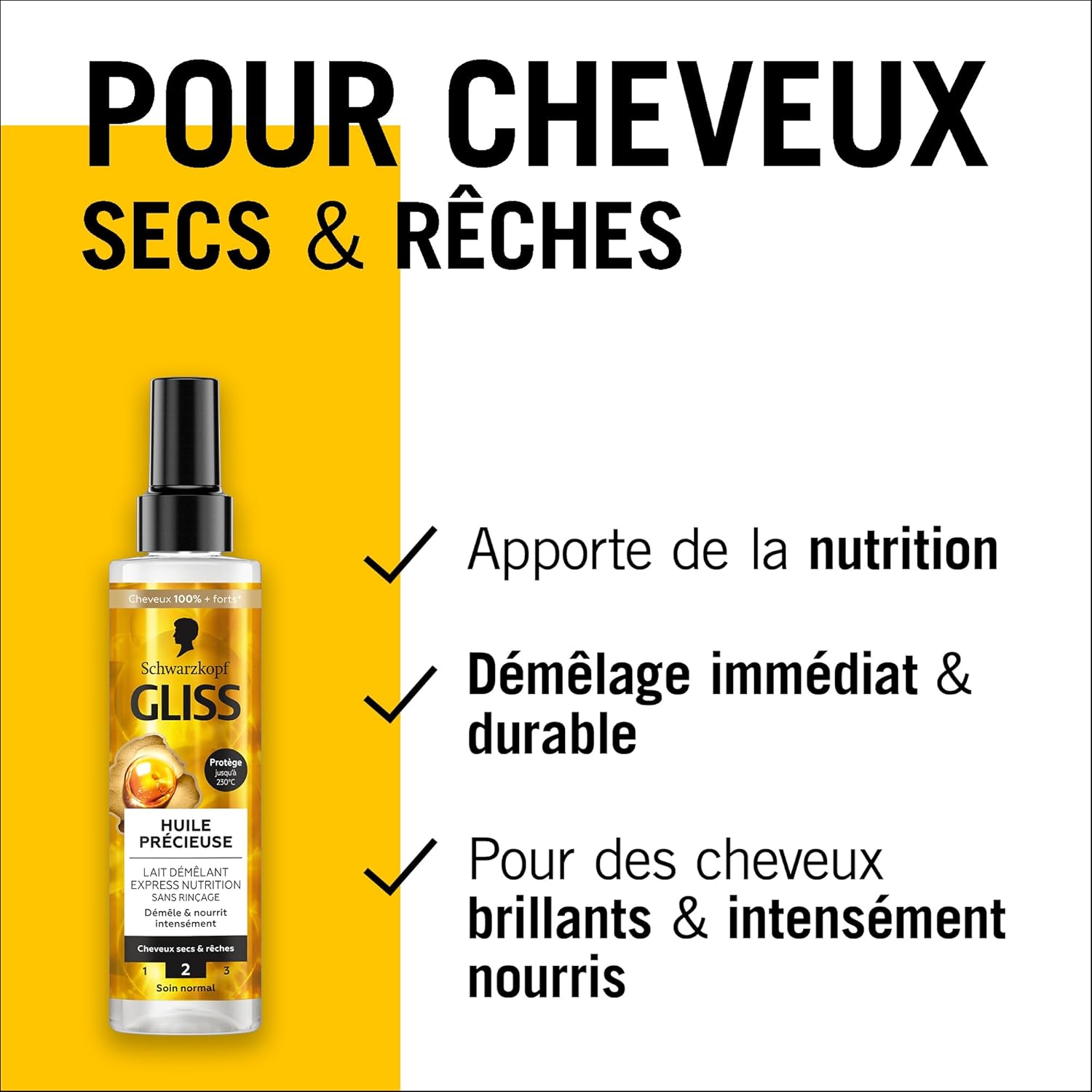Schwarzkopf - Gliss Lait Démêlant 200ml - nutrition, protège chaleur