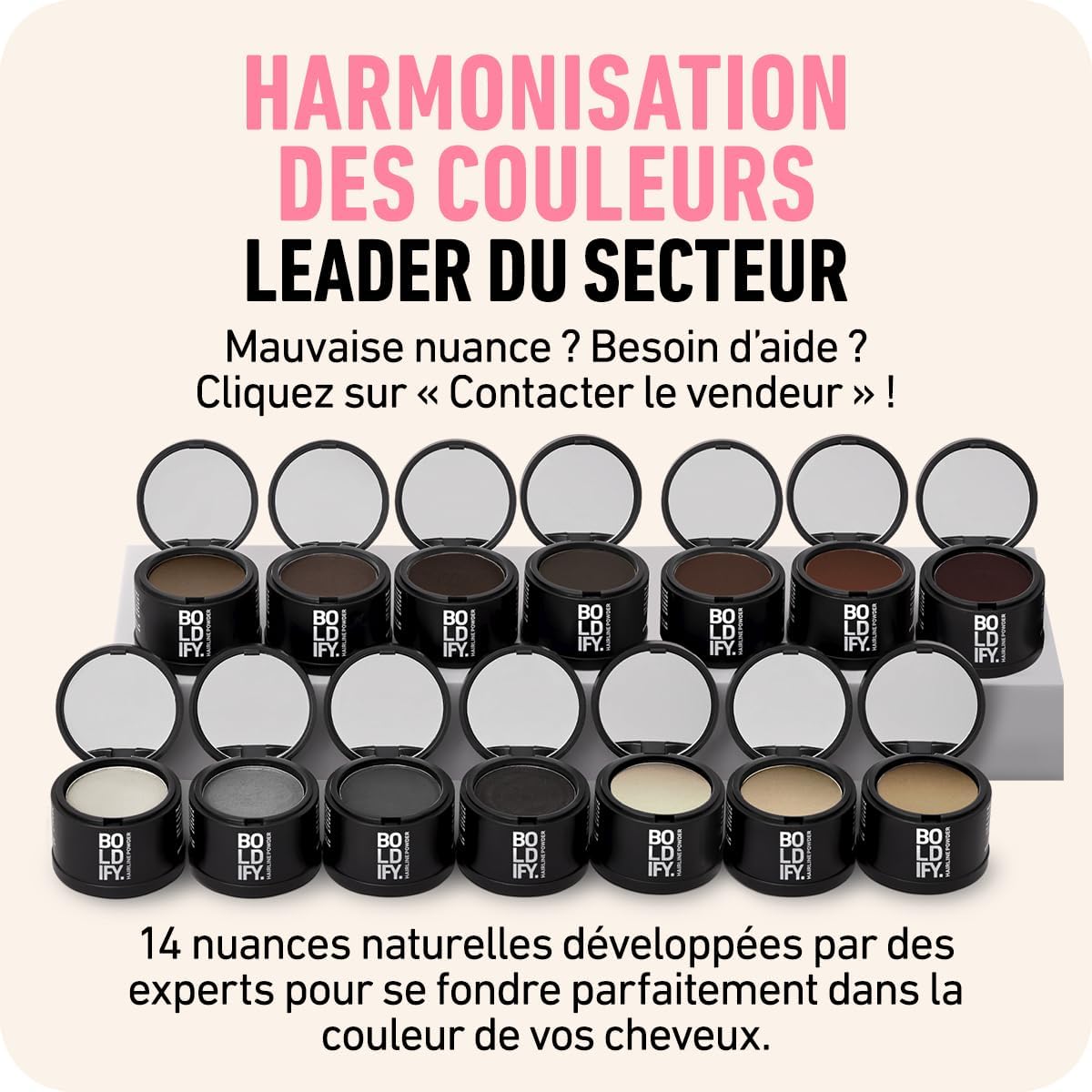 BOLDIFY - Poudre de racine - 4,5g - retouche instantanée, couvre cheveux gris, blond moyen