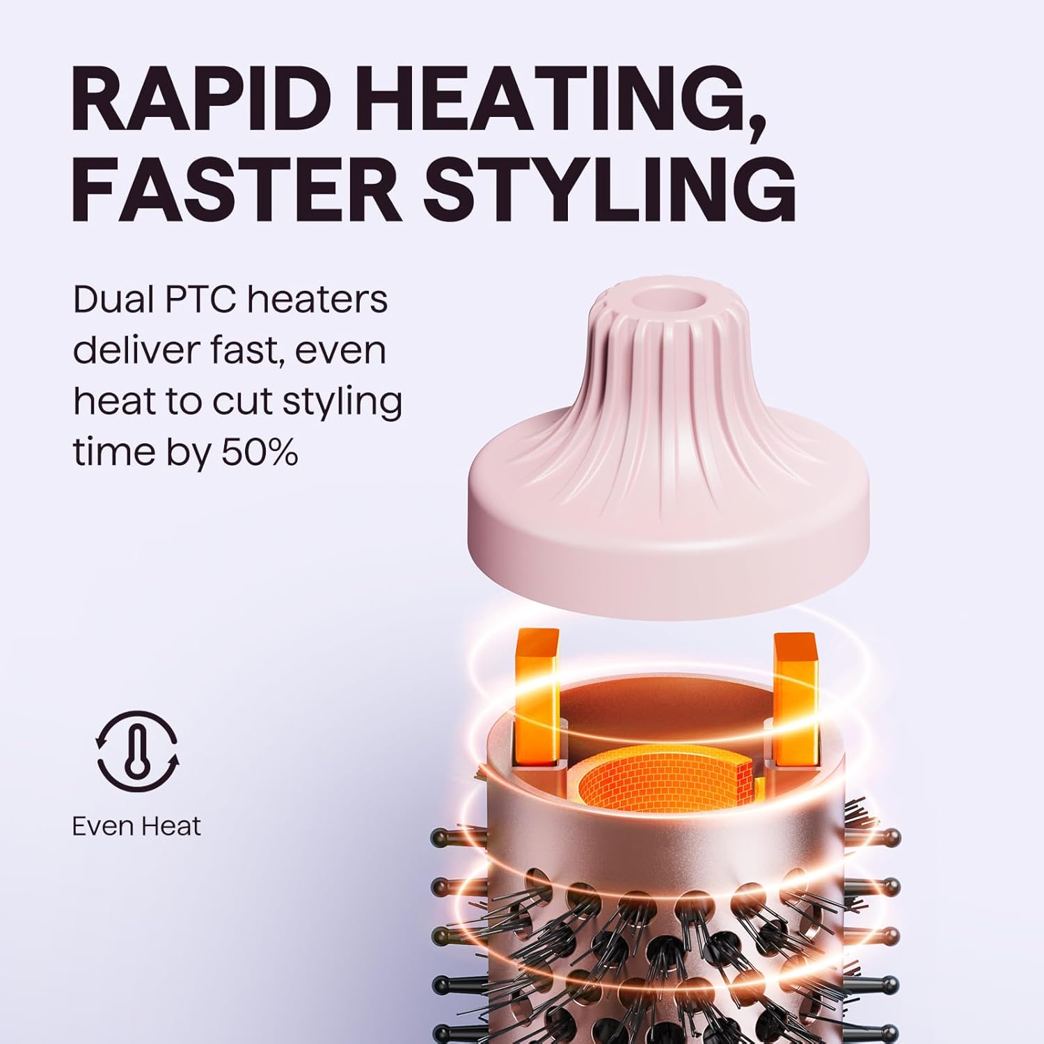 Wavytalk - Brosse Thermique Blowout Boost - 38mm - Boucles naturelles, 5 températures, ionique, double tension, Sakura R