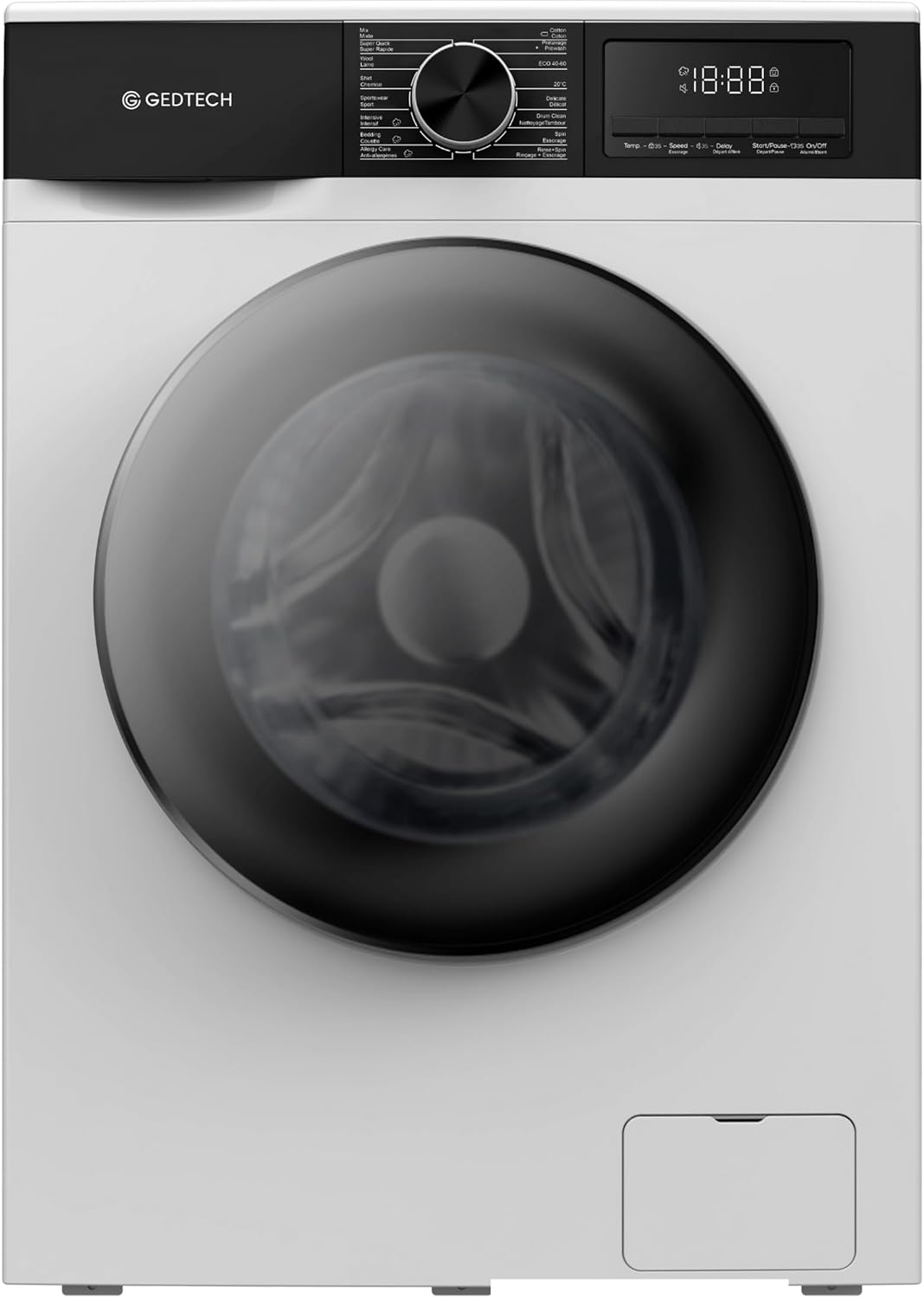 GEDTECH - lave-linge frontal 12 kg, 1400 tr/min, classe A, GLL121400WH