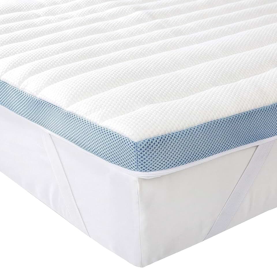 maxii-dealz Basics - Surmatelas mousse mémoire - 140x190x5 cm - sangles robustes