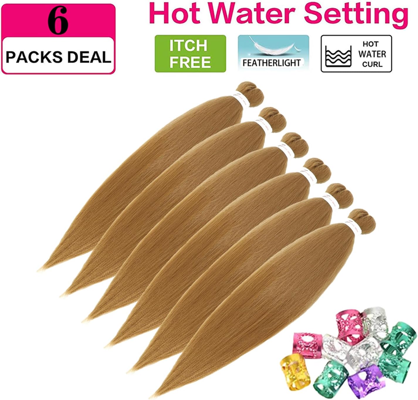 Rajout cheveux tressés - 30 pouces - blond foncé #27, kanekalon, 6 paquets