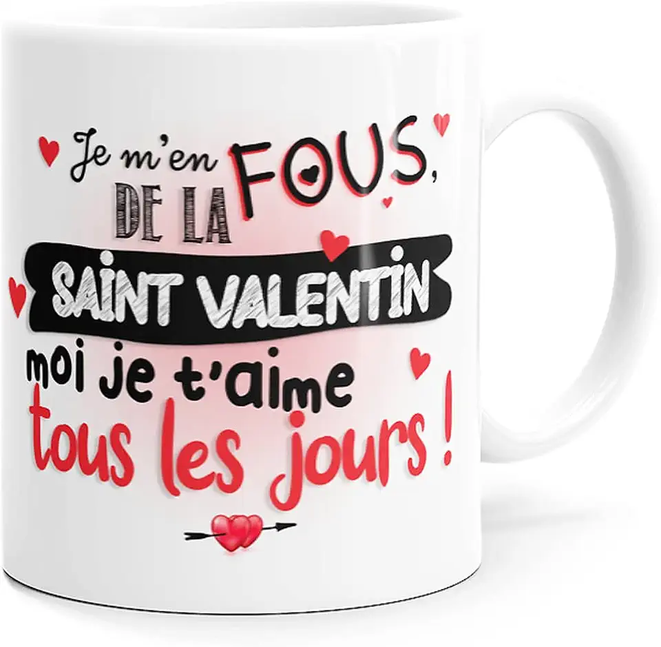 Tasse - Amour Je T’Aime - céramique 330ml - message drôle cadeau original