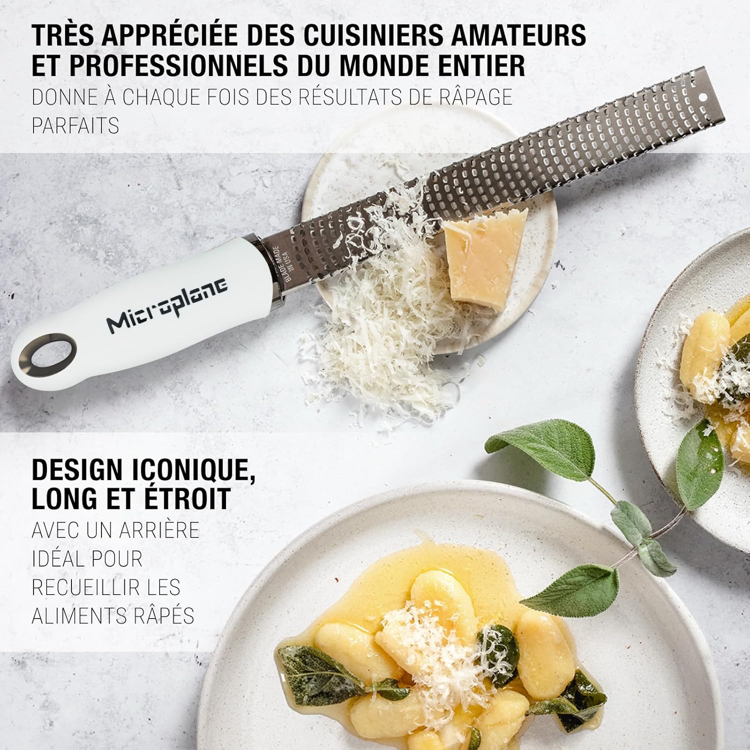 Microplane - râpe à zesteur série fine - 32 cm - acier inox, lame fine, blanc