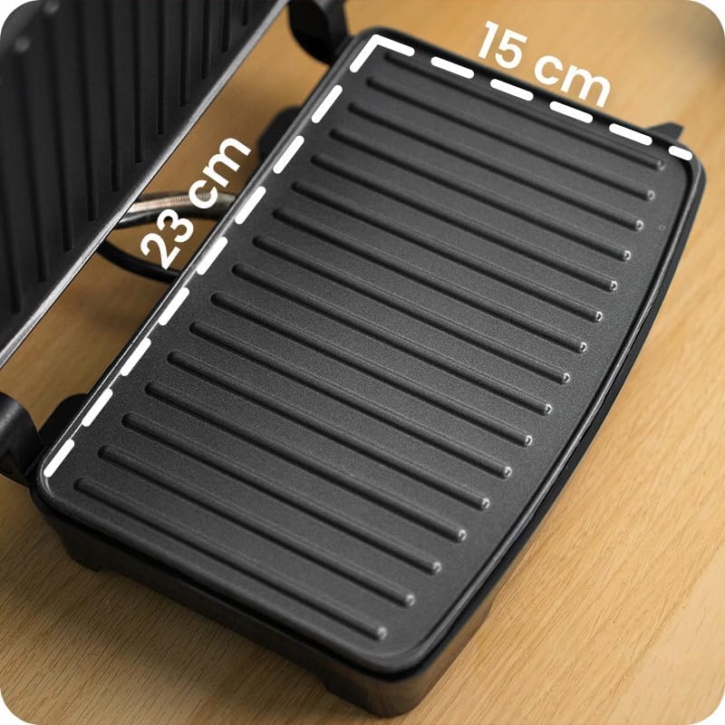 Grill panini - format compact 28x22,5x8,8cm - 1000W, inox, antiadhésif