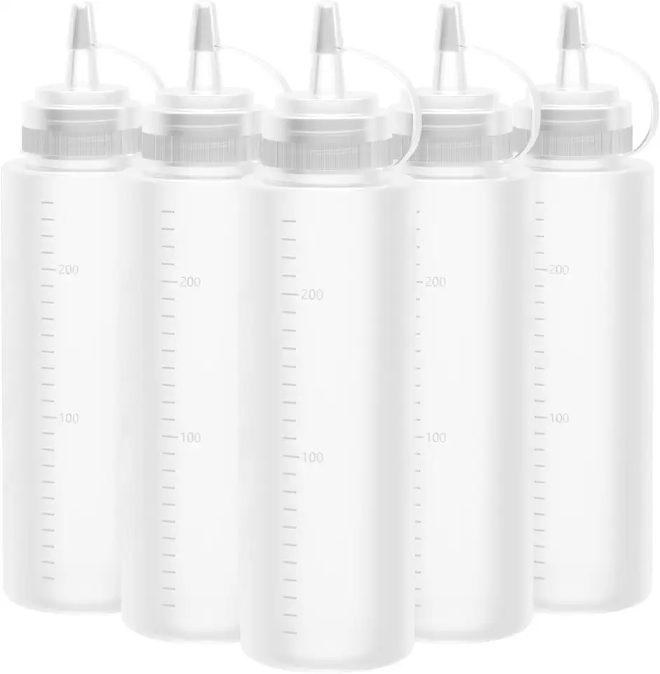Bouteille sauce - lot de 5 - 250ml - plastique souple, transparent