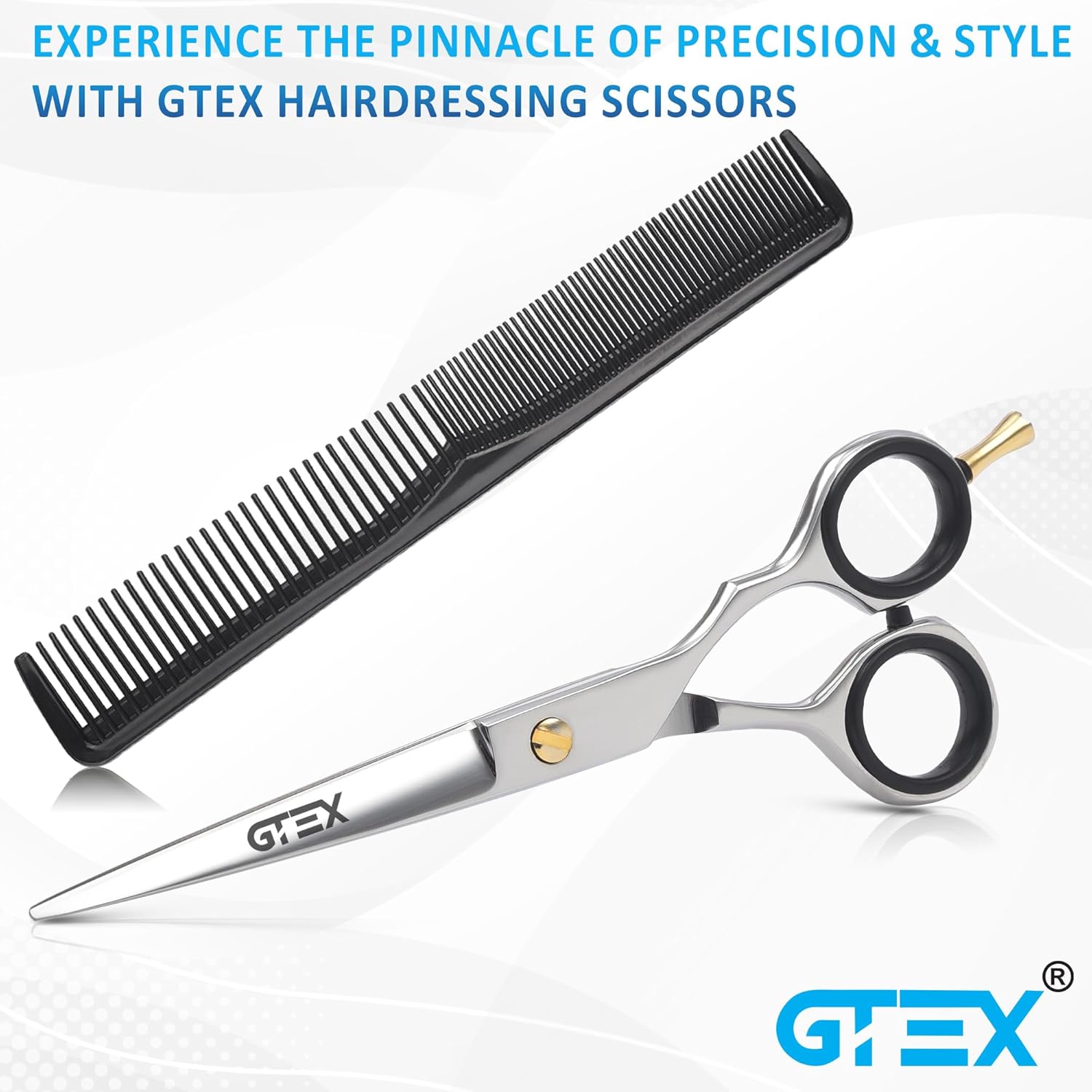 GTEX - Ciseaux coiffure professionnels - 6,5 pouces - acier inox haute teneur en carbone, kit hommes femmes