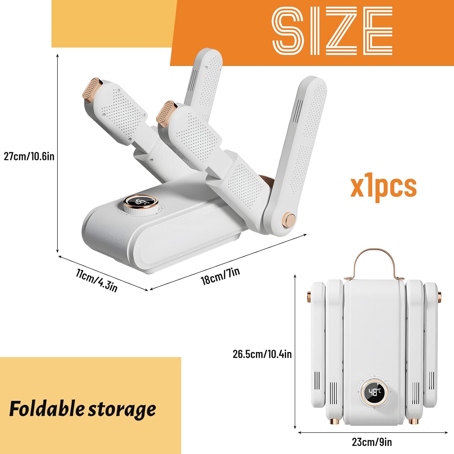 Sèche-chaussures électrique 4 bras, arrêt programmé, stérilisation, 33x24x27cm