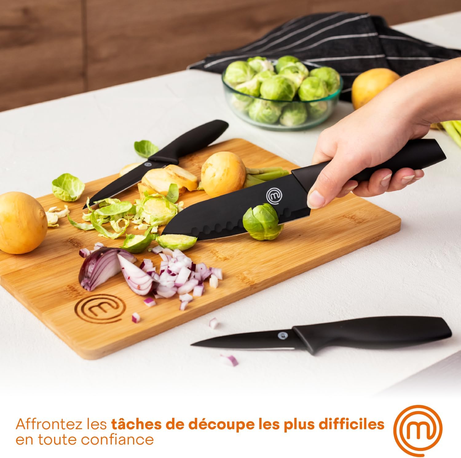 MasterChef - Set Couteaux Cuisine - inox, antiadhésif, ergonomique