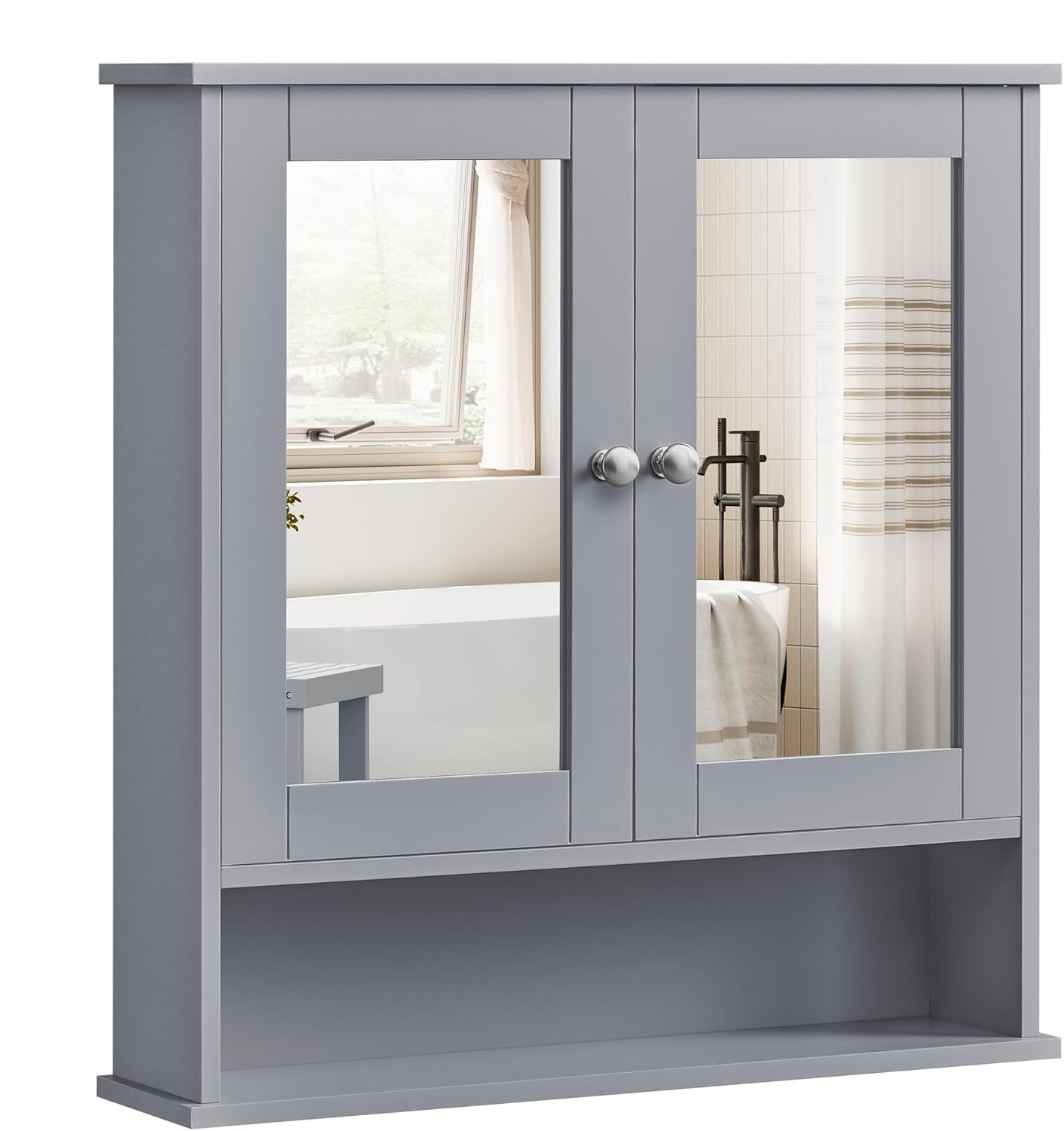 VASAGLE - armoire murale salle de bain, miroir, réglable, 13x56,5x58,5 cm, LHC002G02