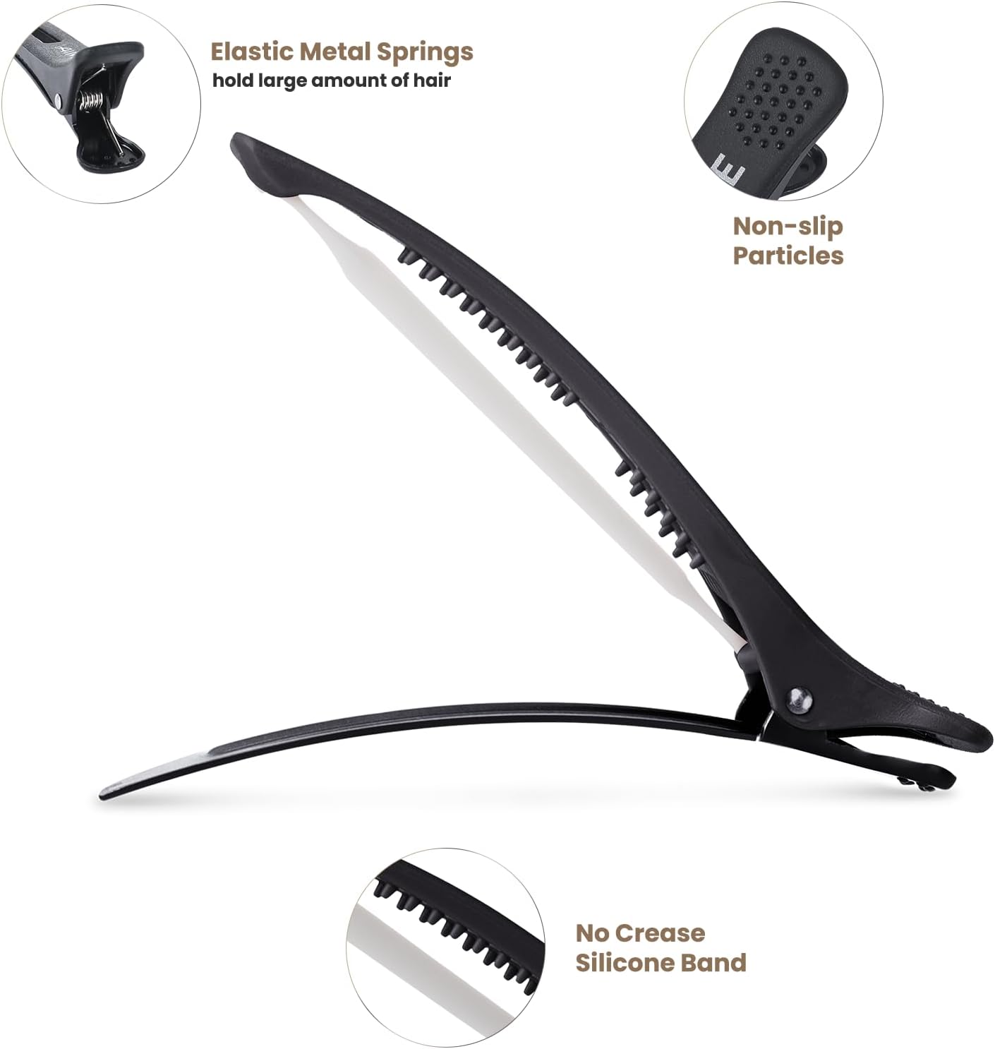 AIMIKE - pinces à cheveux pro, lot de 6, antidérapantes, ton terreux