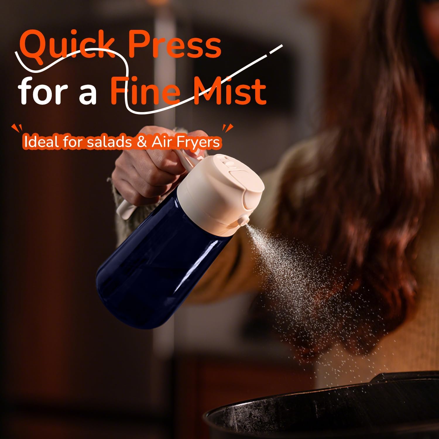 TrendPlain - Spray huile cuisine 470ml - 2-en-1, lot de 2, blanc & vert