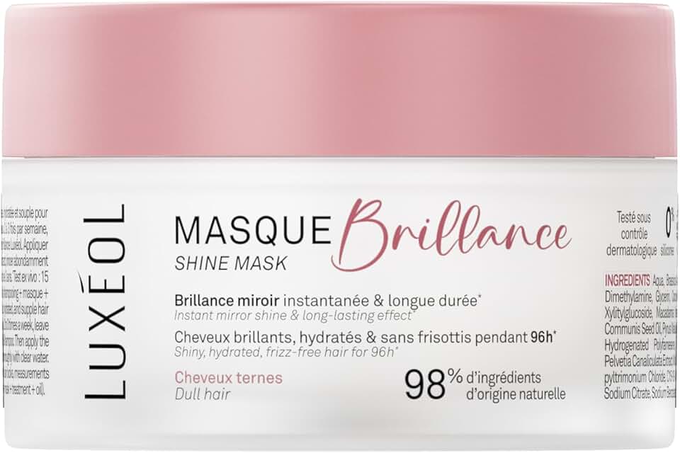 Luxeol - Masque Brillance - 200ml - Cheveux brillants et hydratés, 98% naturel
