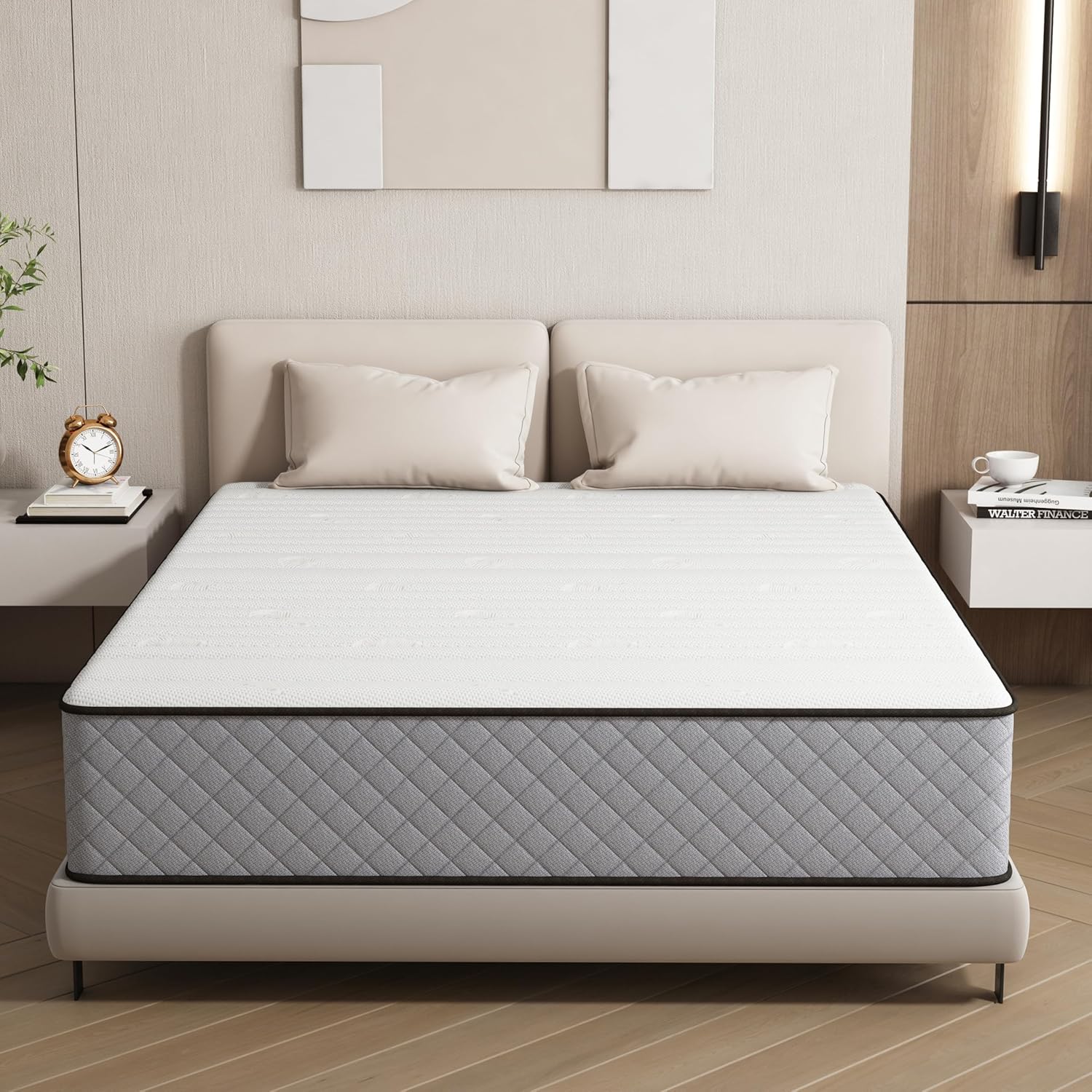 Matelas hybride 90x190 cm, 21 cm, ressorts/mousse, mi-ferme, hypoallergénique