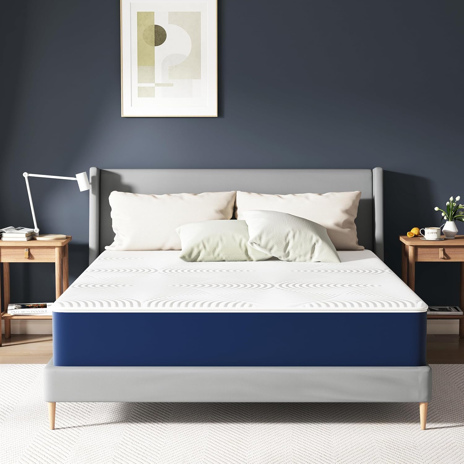 Matelas double - mousse à mémoire gel - 135x190x20cm - housse amovible, soutien dorsal