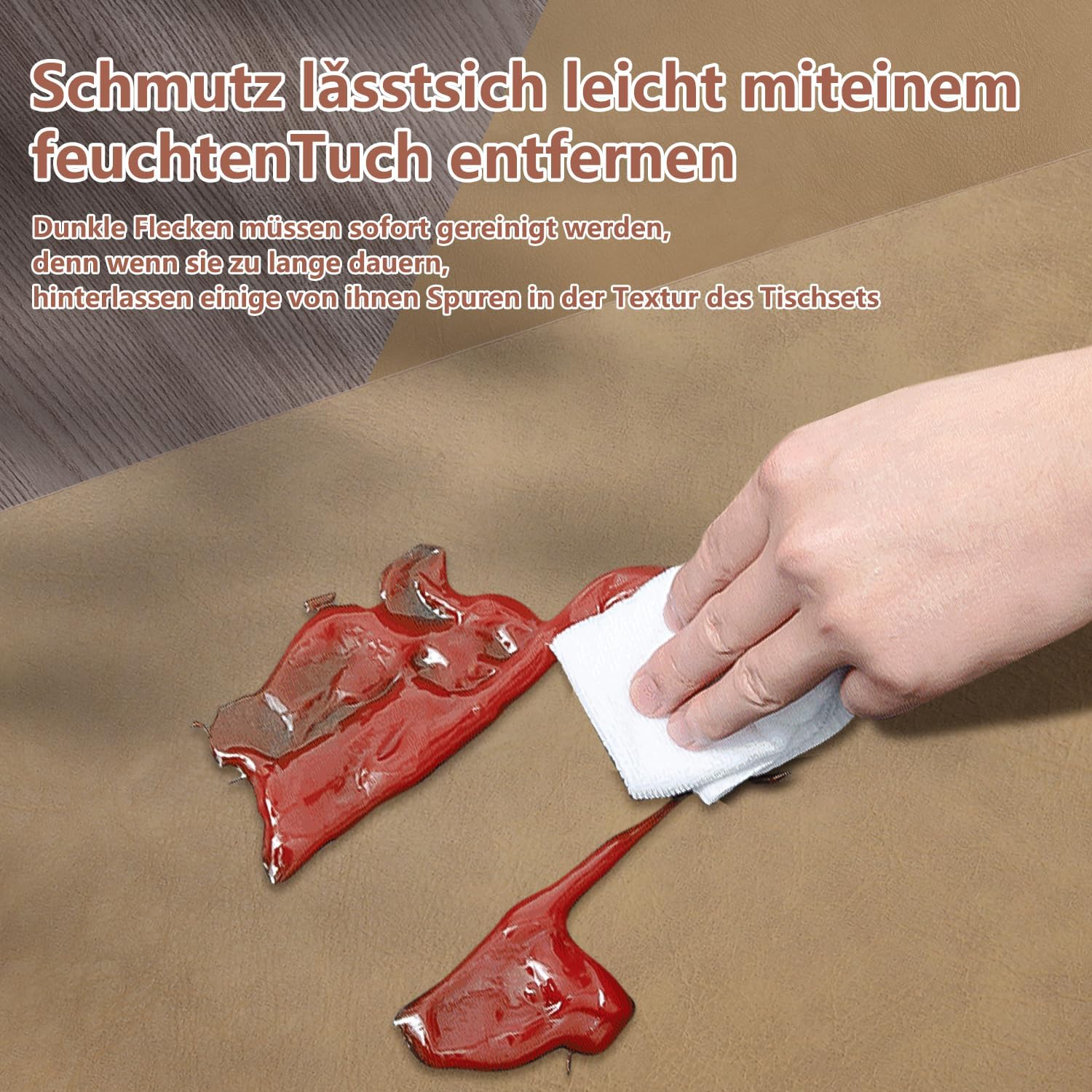 Set de table - Lot de 6, cuir PU double face 43x30cm, lavable antidérapant