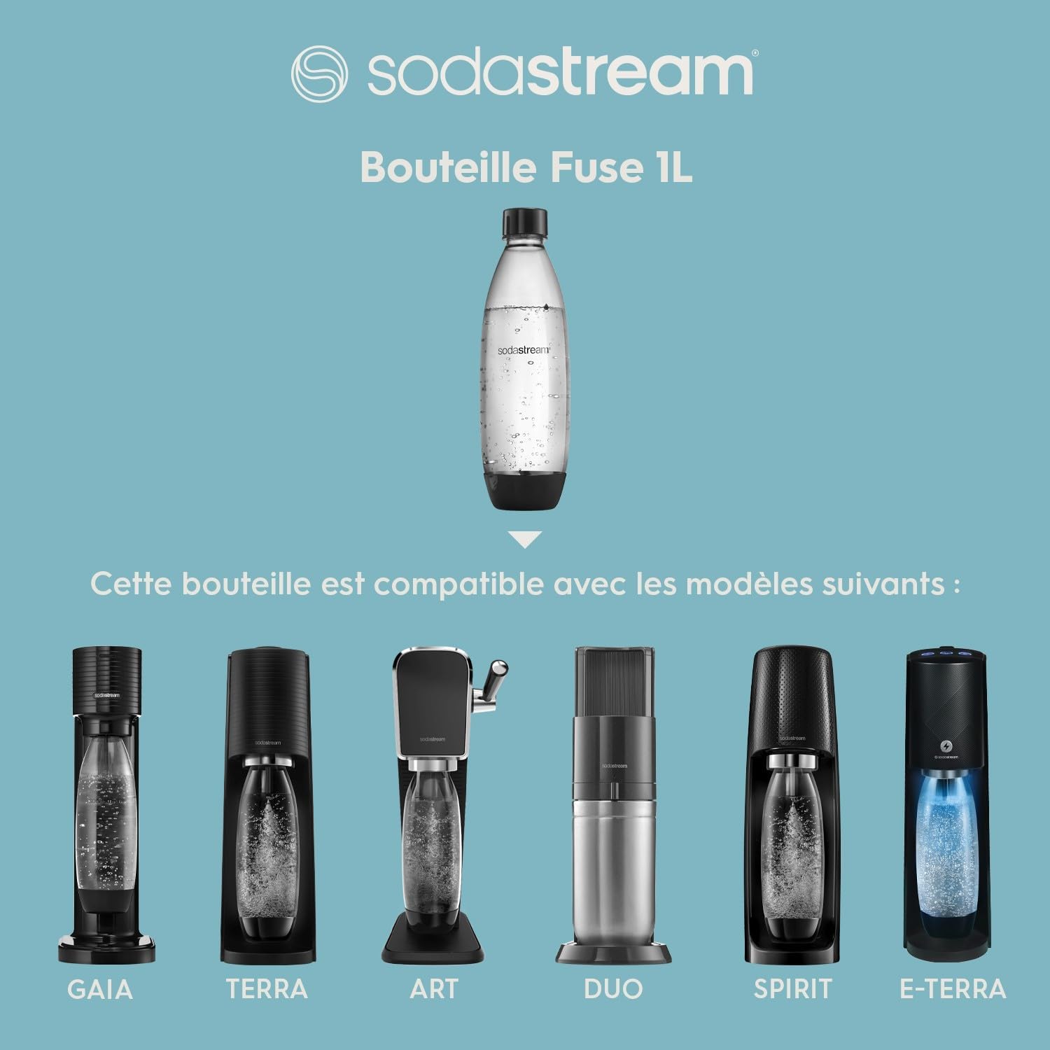 SodaStream - Bouteille Fuse Pepsi 1L - Snap & Lock, inox, sans BPA