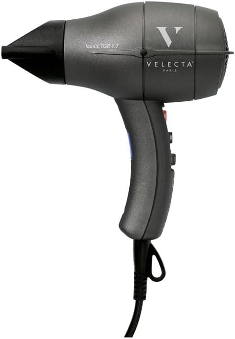 Velecta Paris - Sèche-cheveux professionnel série ICONIC - gris mat - puissance 1700W - TGR1.7
