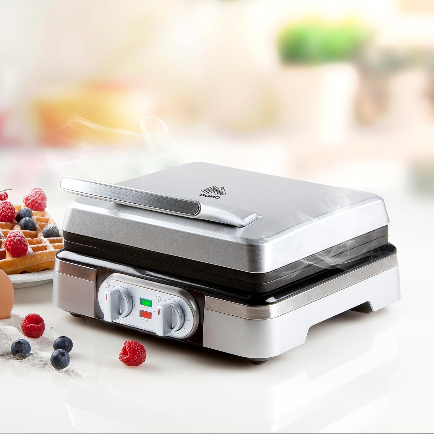 DOMO - gaufrier série DO9149W - 4x7 cm - minuterie, inox, DO9149W
