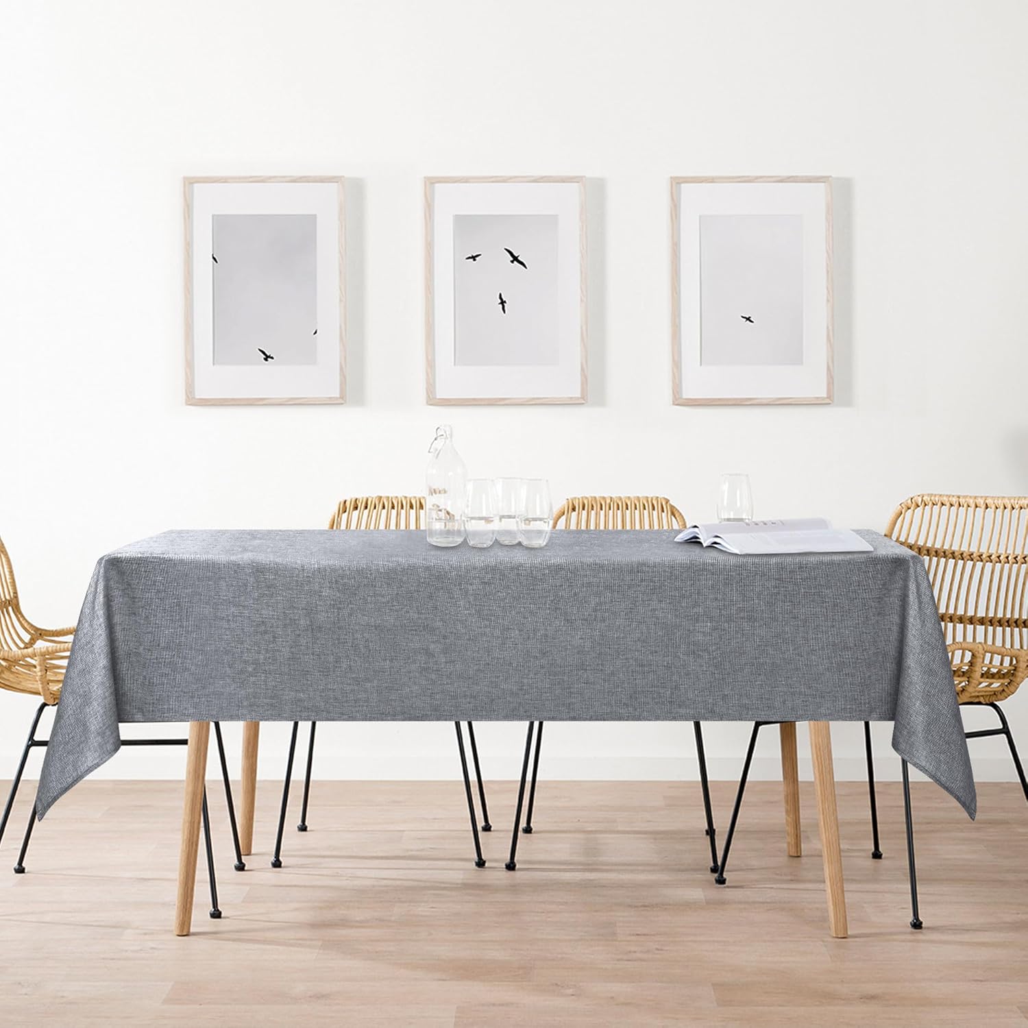 DWCN - nappe aspect lin - 135x260cm - lavable, imperméable, anti-tache