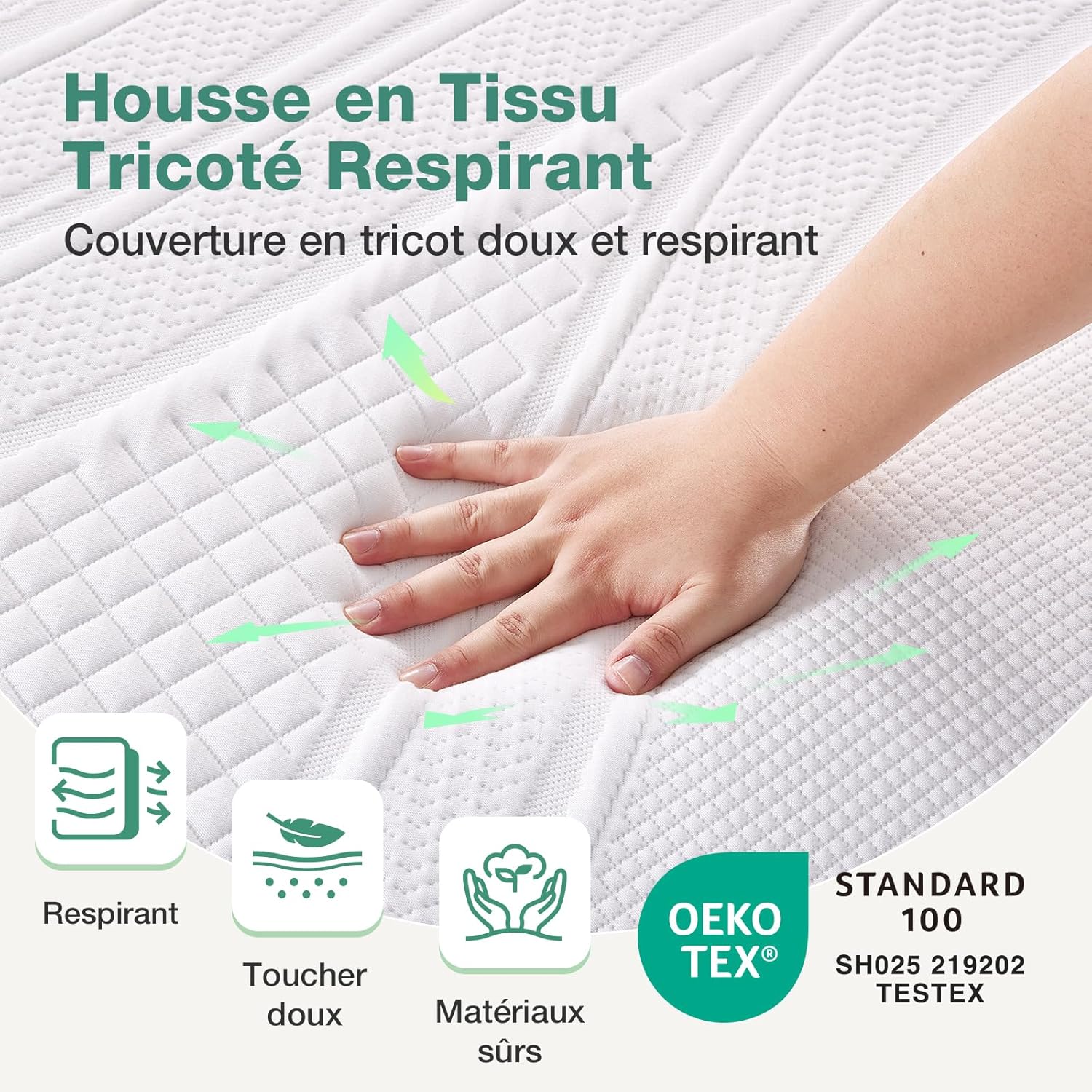 Novilla - Surmatelas Gel Mémoire 80x190 - 5cm, anti-glisse, lavable