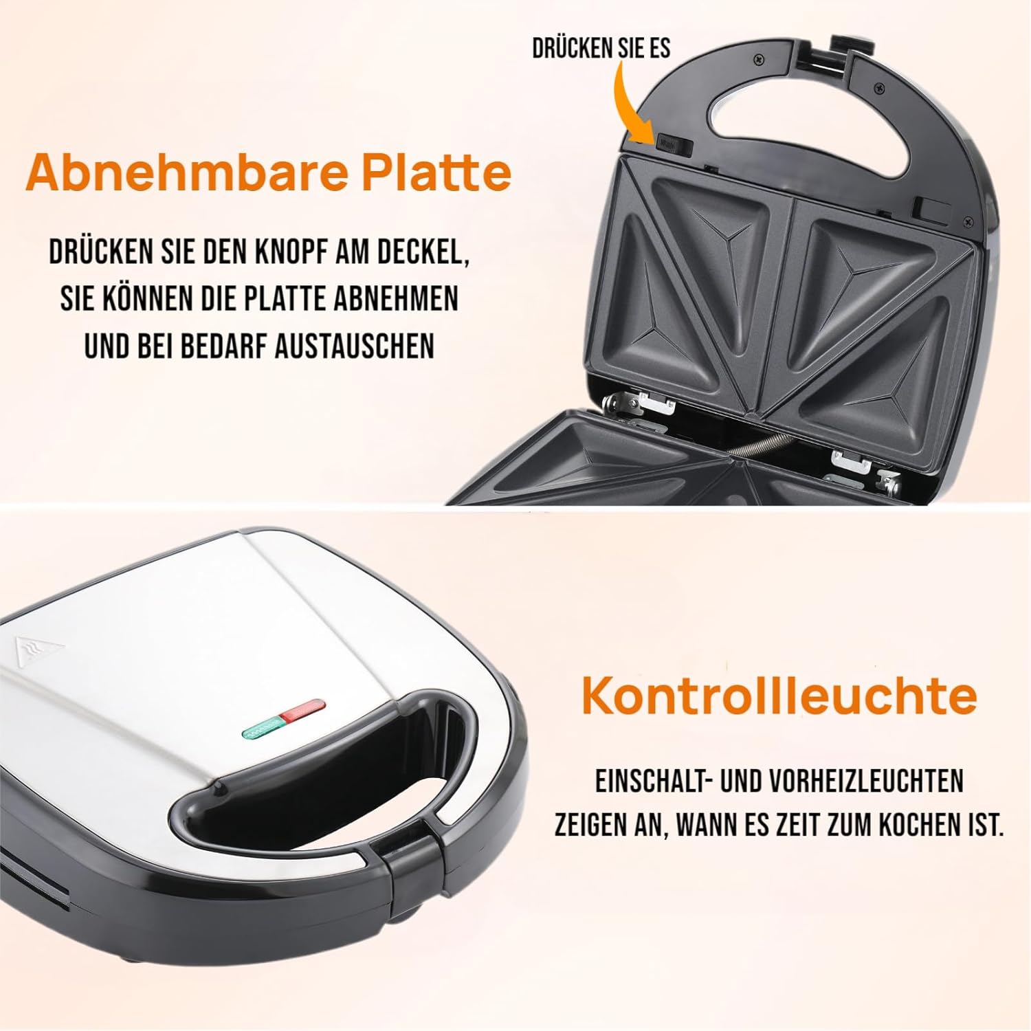 OKYUK - appareil à sandwich, 6 plaques, 750W, antiadhésif, petit-déjeuner