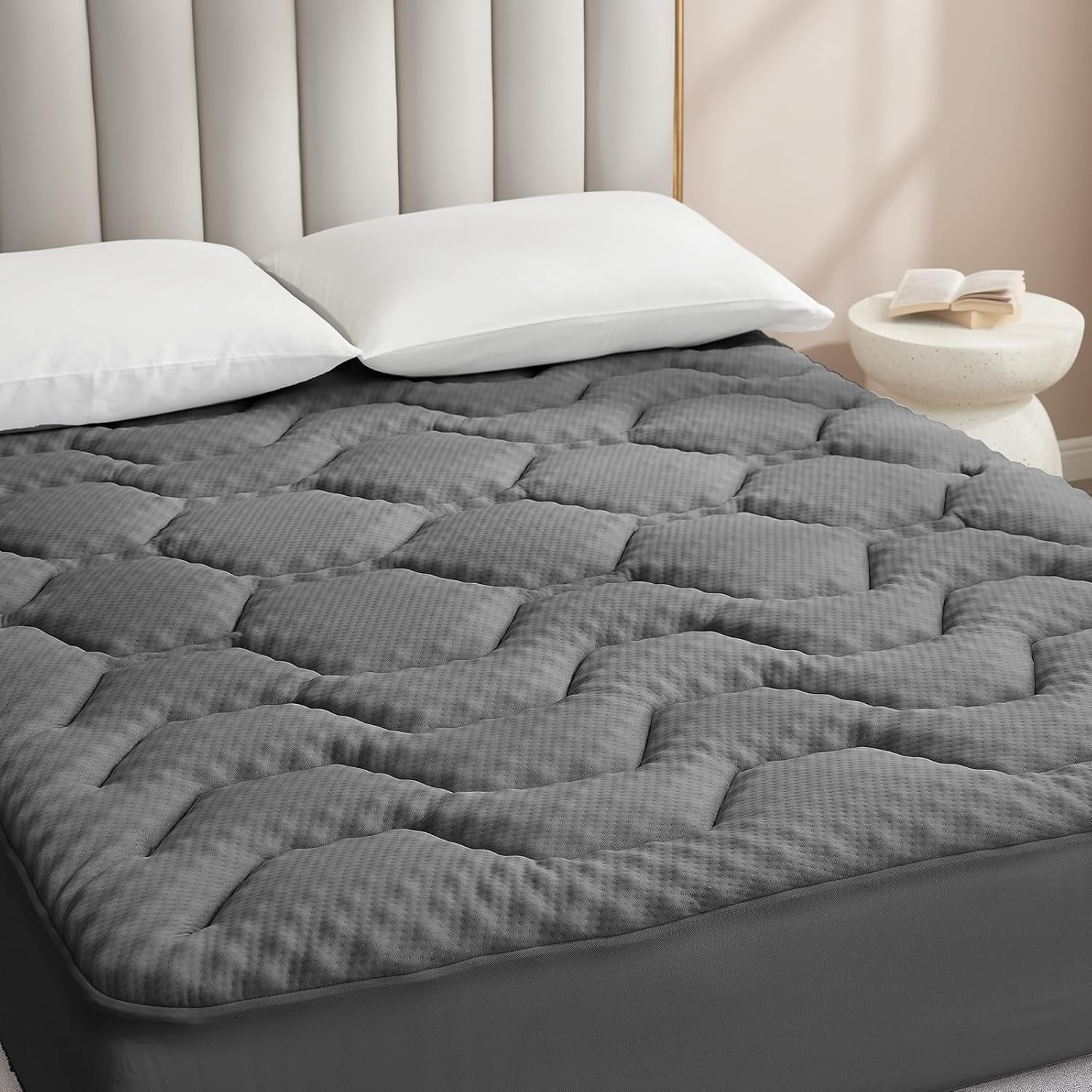 EHEYCIGA - Surmatelas mémoire de forme 180x200 - poche profonde, rafraîchissant, gris foncé