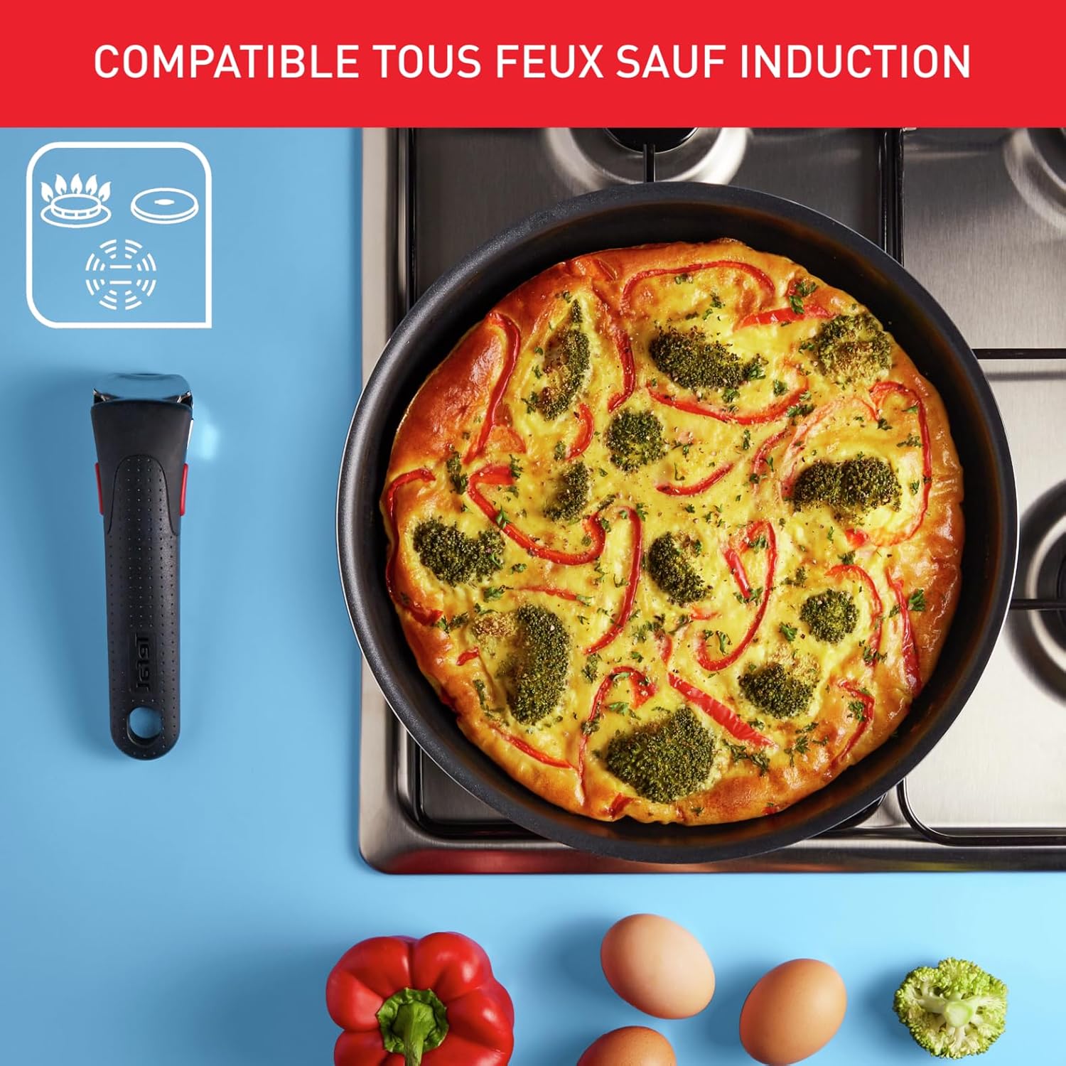 Tefal - Ingenio Easy On - batterie 17 pièces, poêles et casseroles empilables, antiadhésif, lave-vaisselle, L1599702