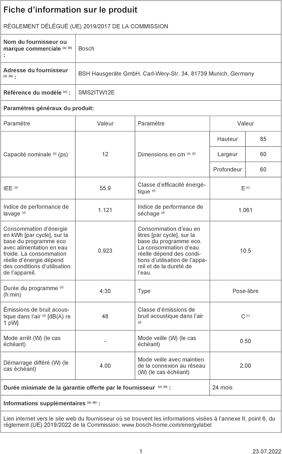 Bosch - Série 2 lave-vaisselle - 60cm - 12 couverts, Home Connect, EcoSilence, Blanc - SMS2ITW12E