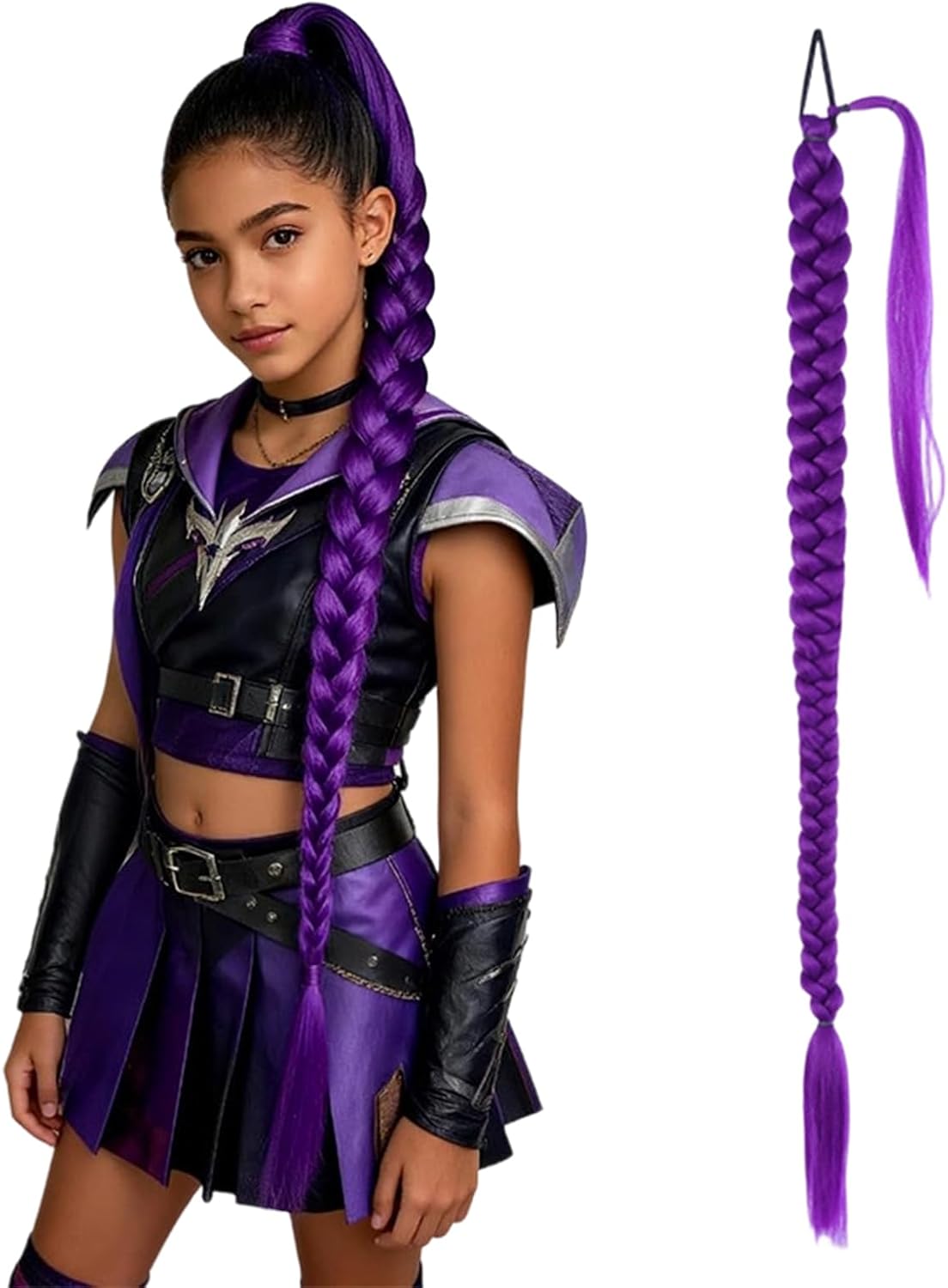 Extension cheveux - mèche longue synthétique violette - idéale cosplay, tresses, Halloween