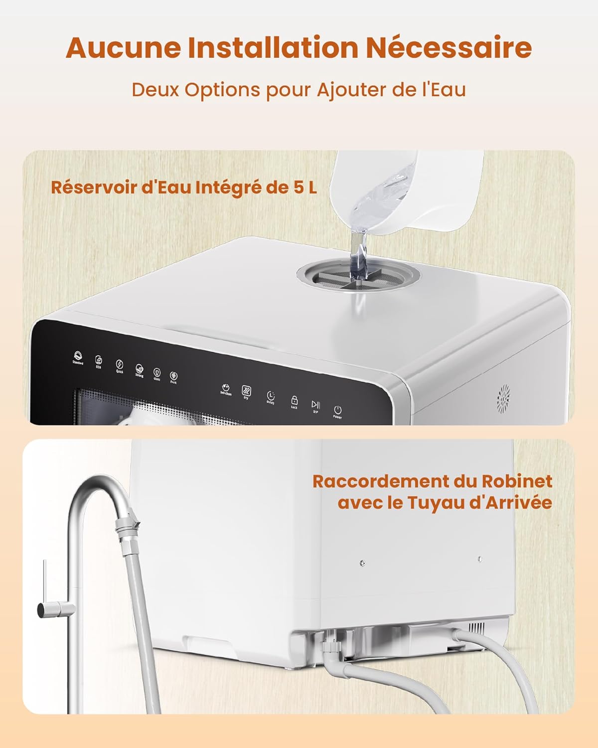 HAVA - lave-vaisselle de comptoir série 2025 - compact, adoucisseur d'eau, 8 programmes, sécurité enfant