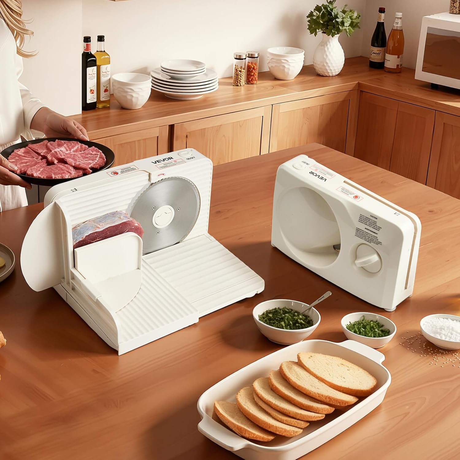 VEVOR – Trancheuse électrique 180W – lame 170mm, épaisseur réglable, coupe 60-90tr/min