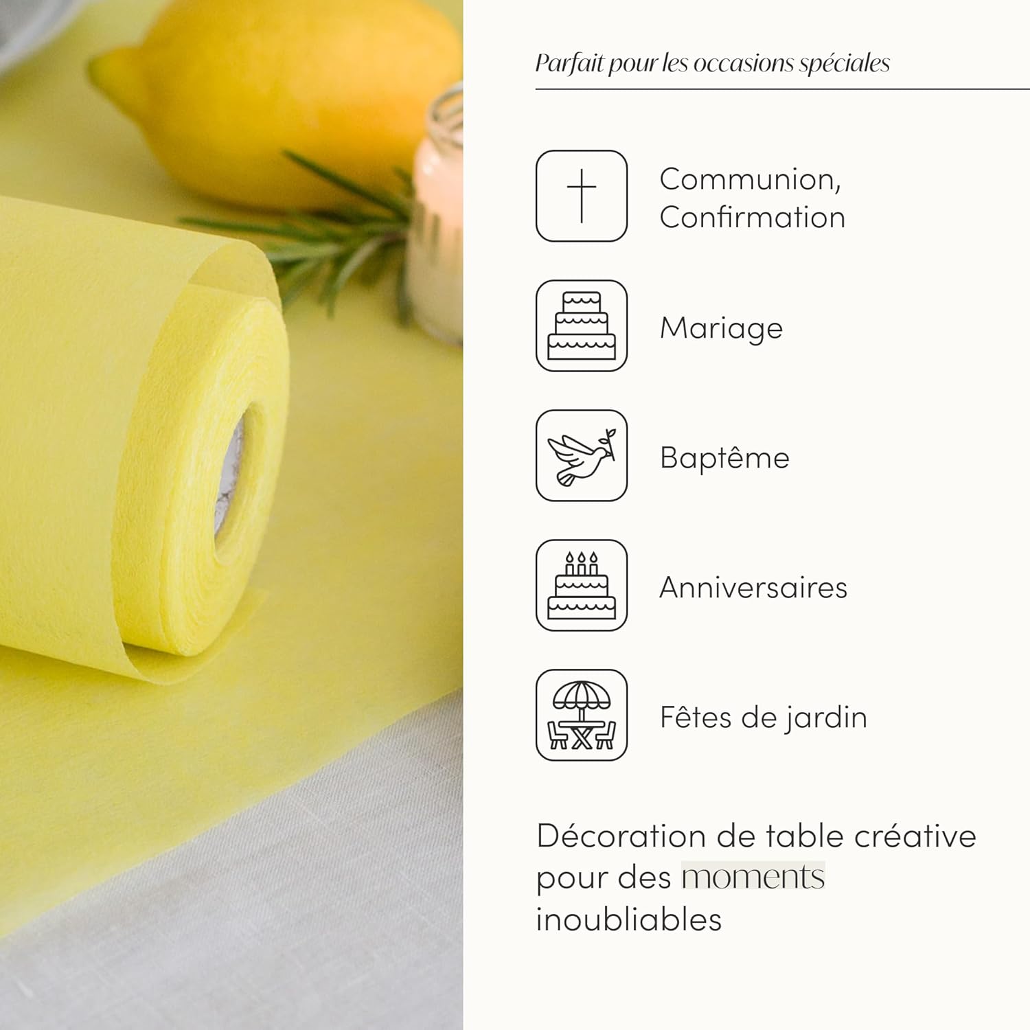 100%Mosel - Chemin de Table Pastel - 30x250cm - non-tissé, décoratif