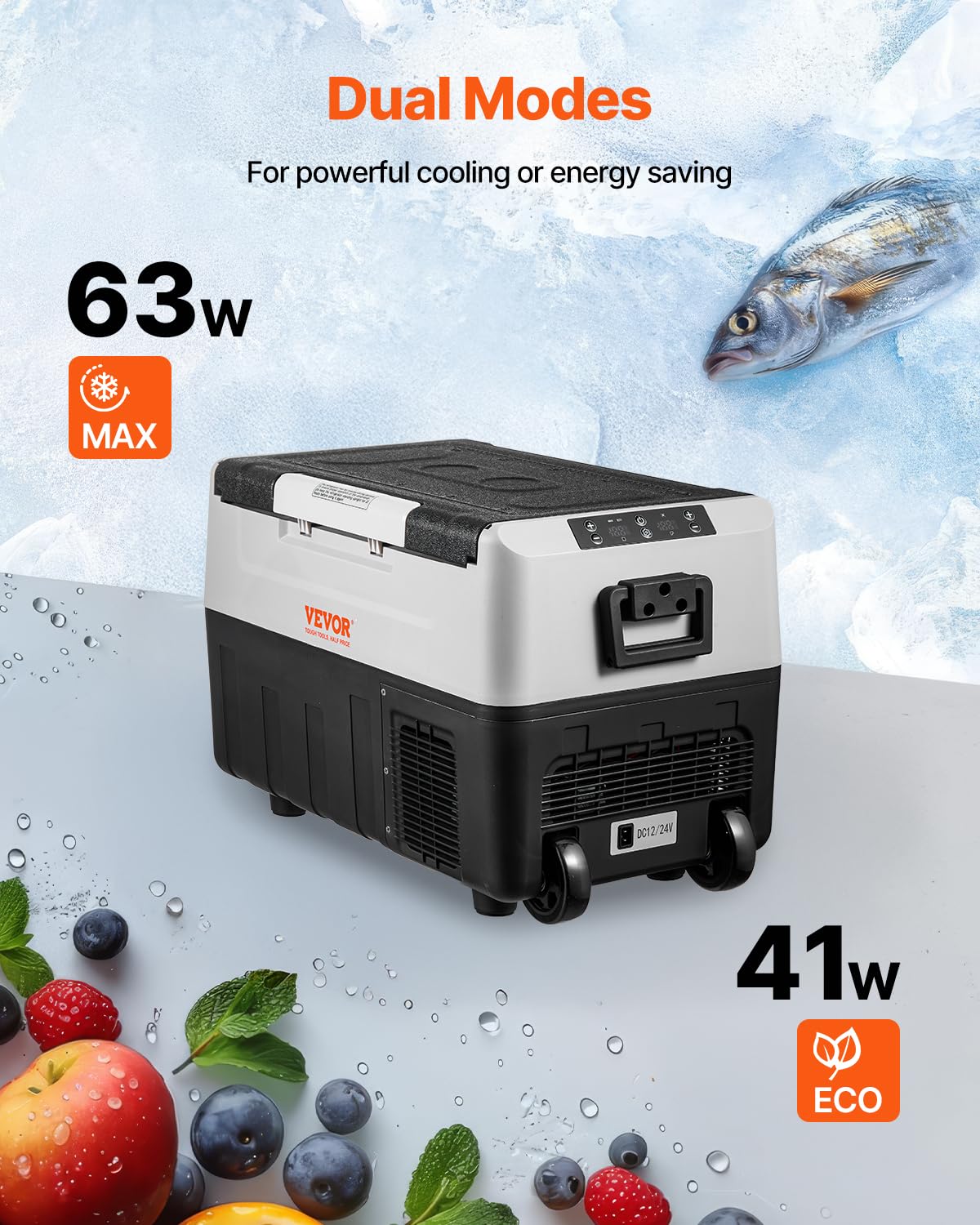 VEVOR – glacière portable 35L – double zone, -20°C à 10°C, 0,6kWh