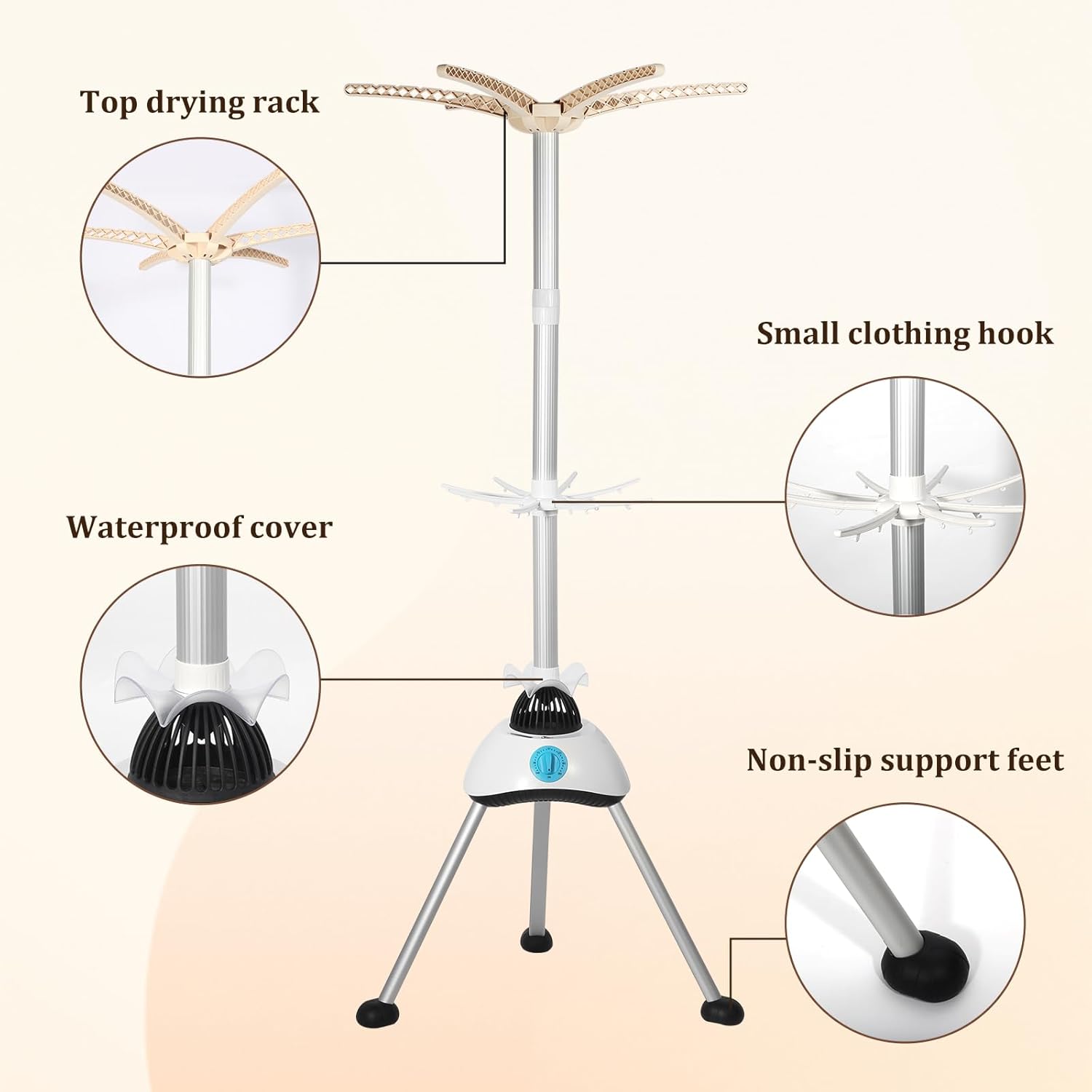 Sèche-linge électrique - 140cm - 1000W, minuterie, 2 couches