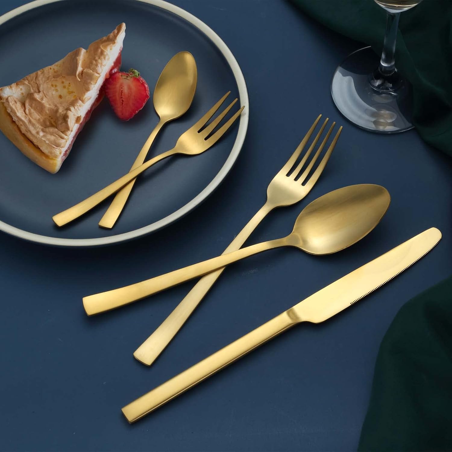 Hunnycook - 60 pièces couverts doré mat - inox - 12 personnes, lavable