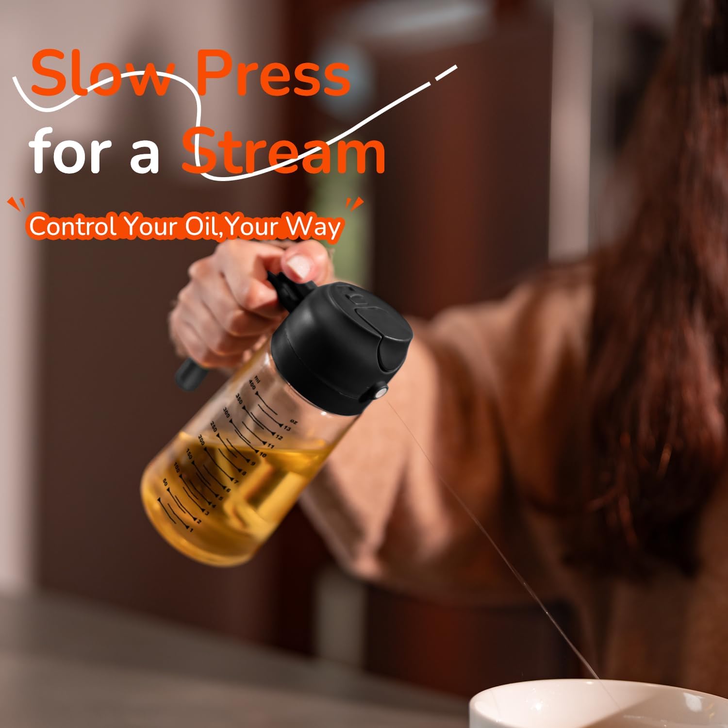 Vaporisateur huile cuisine - 470ml - spray 2-en-1 noir, salade, cuisson