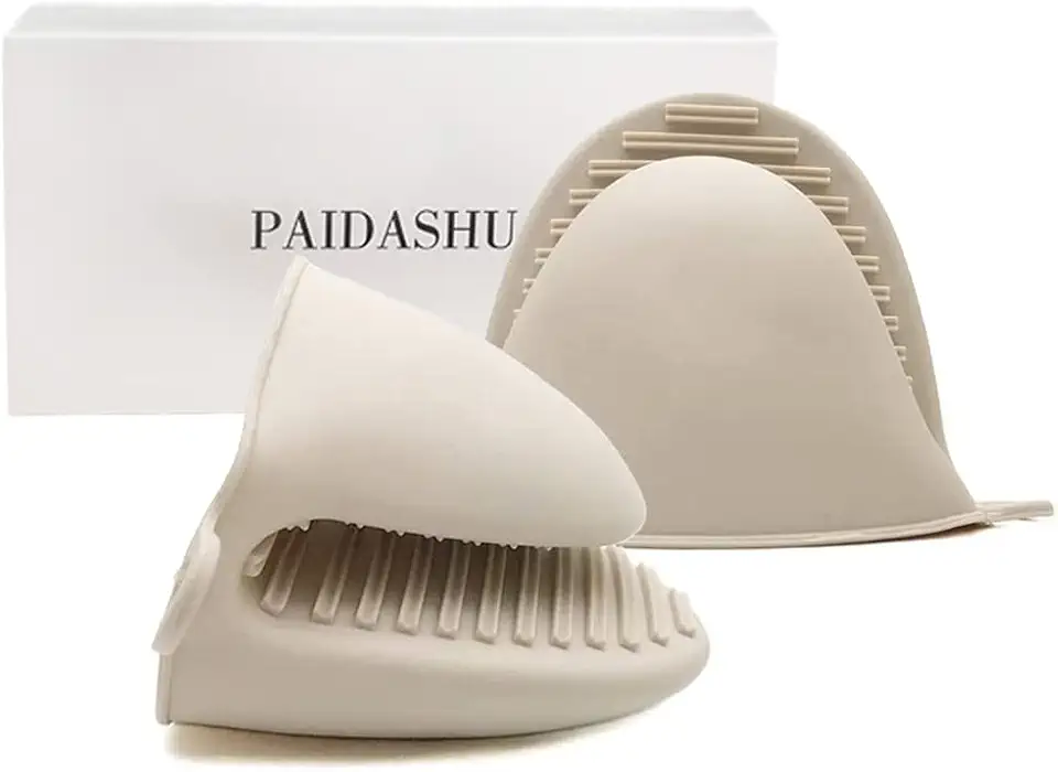 Gant de cuisine - silicone épais, résistant chaleur, abricot, cuisson