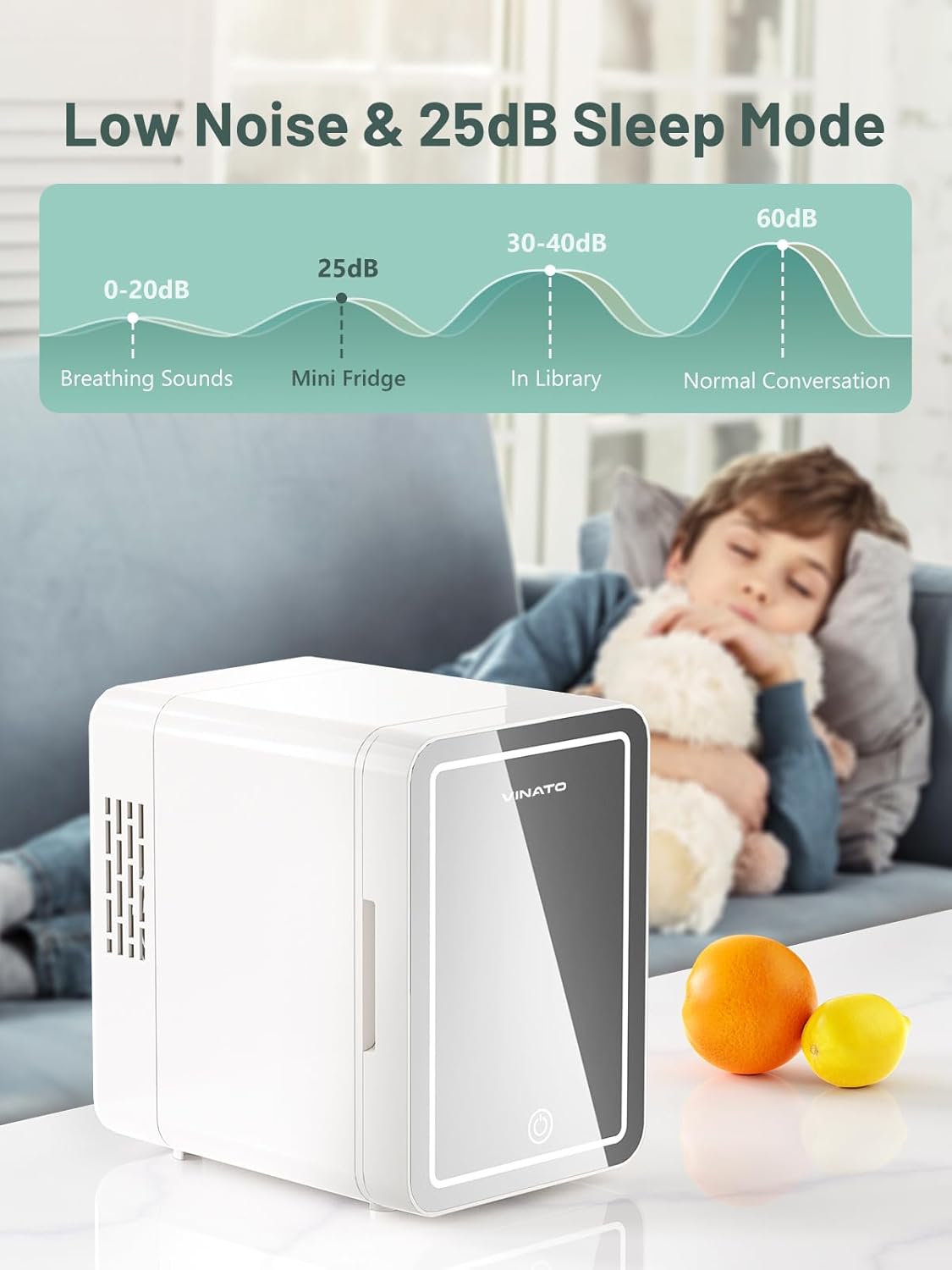 VINATO - Mini Frigo LED 4L - Chauffage/Refroidissement, portable